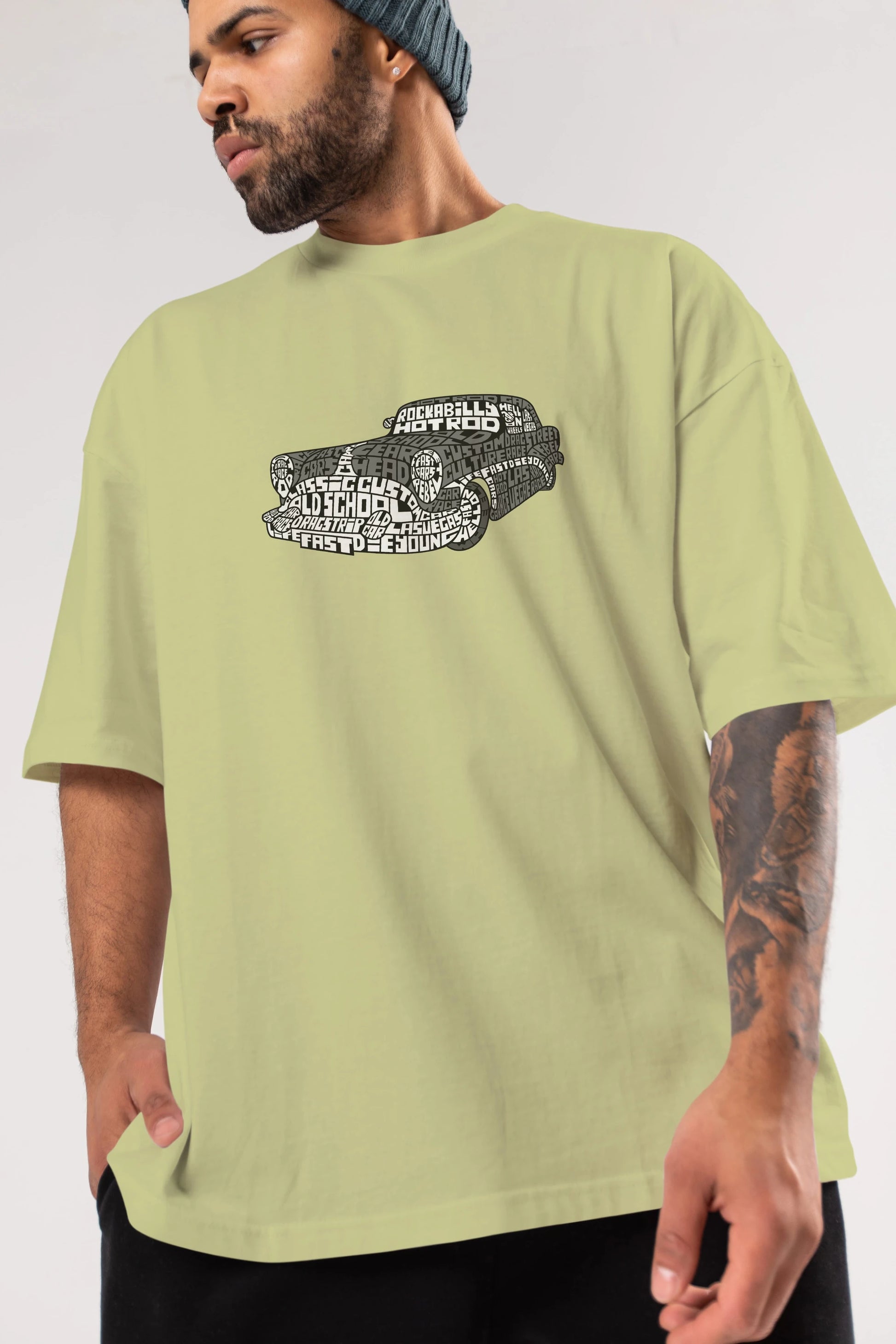 Hotrod Ön Baskılı Oversize t-shirt %100 pamuk Erkek Kadın Unisex