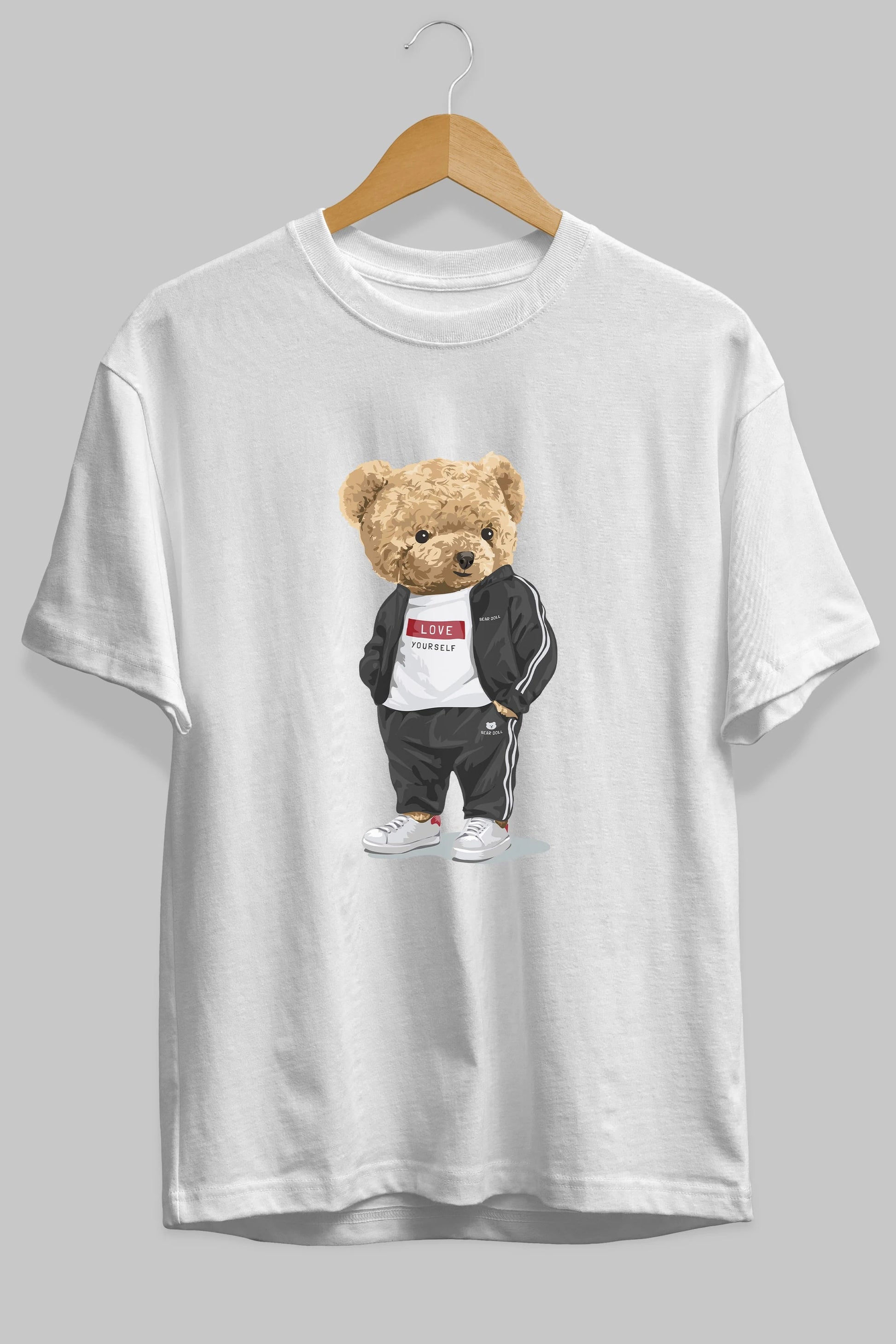 Teddy Bear Love Yourself Ön Baskılı Oversize t-shirt Erkek Kadın Unisex %100 Pamuk