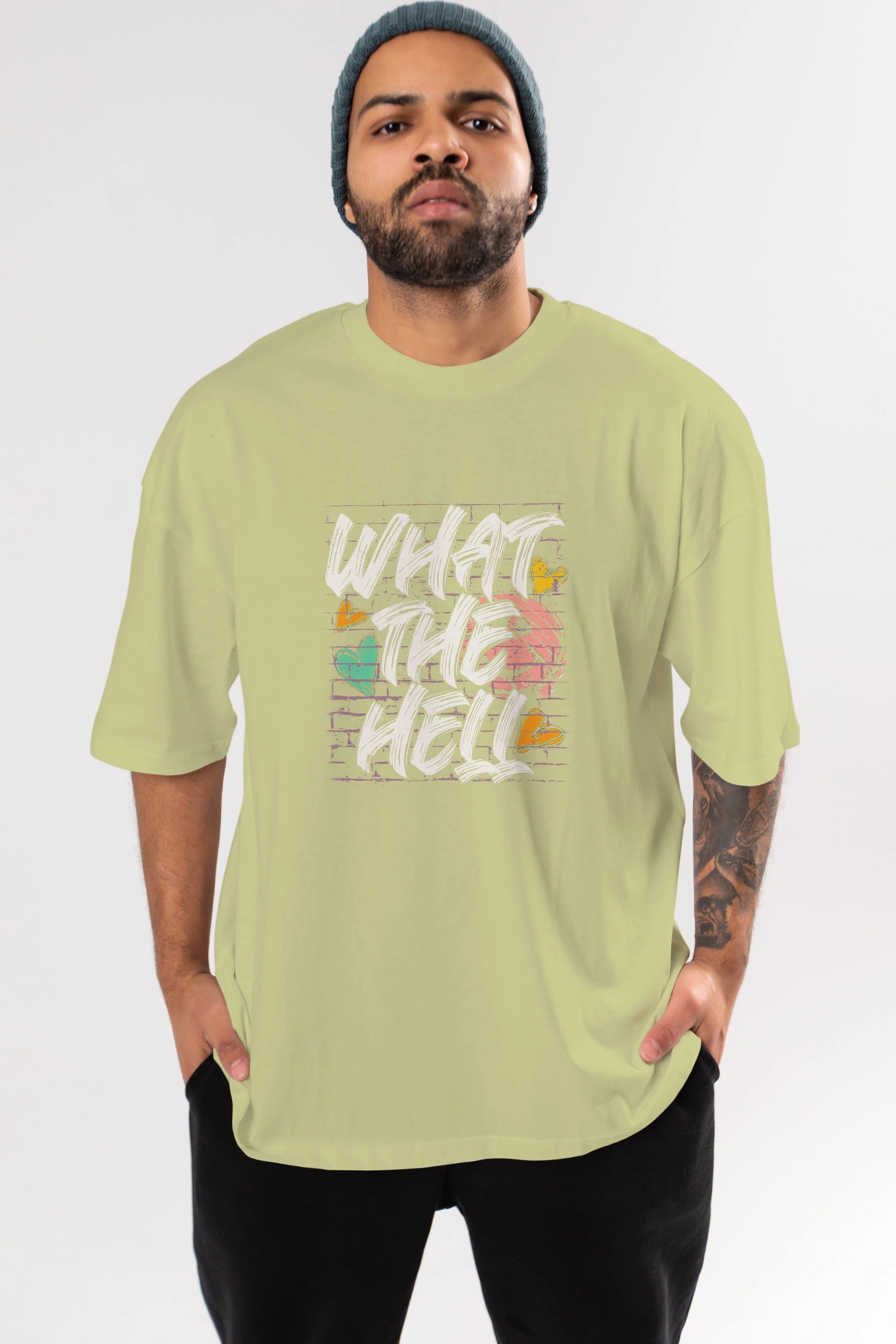 What The Hell Ön Baskılı Oversize t-shirt Erkek Kadın Unisex
