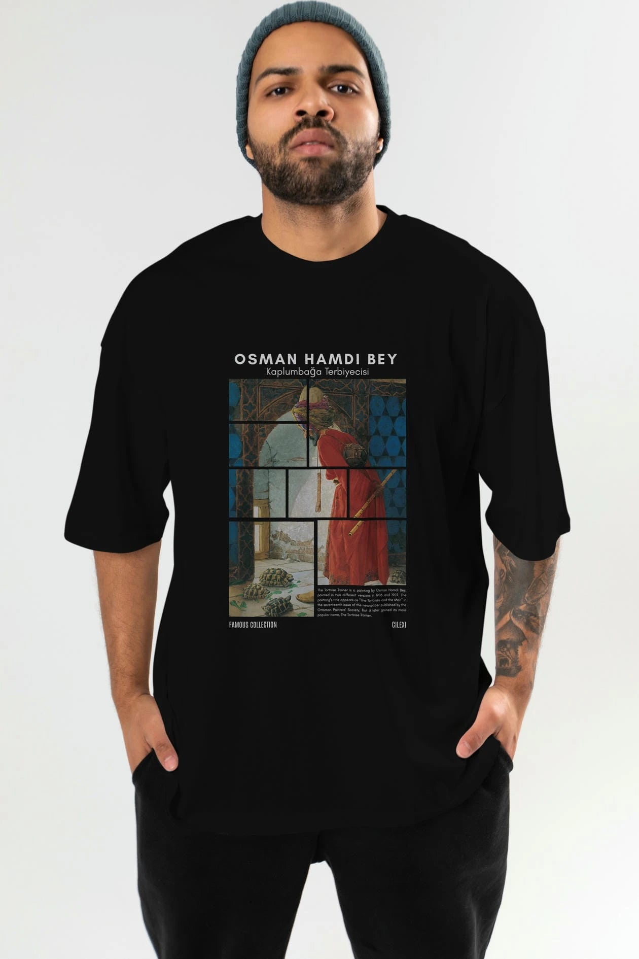 Osman Hamdi Bey ön Baskılı Oversize t-shirt Erkek Kadın Bisiklet Yaka Pamuk tişort