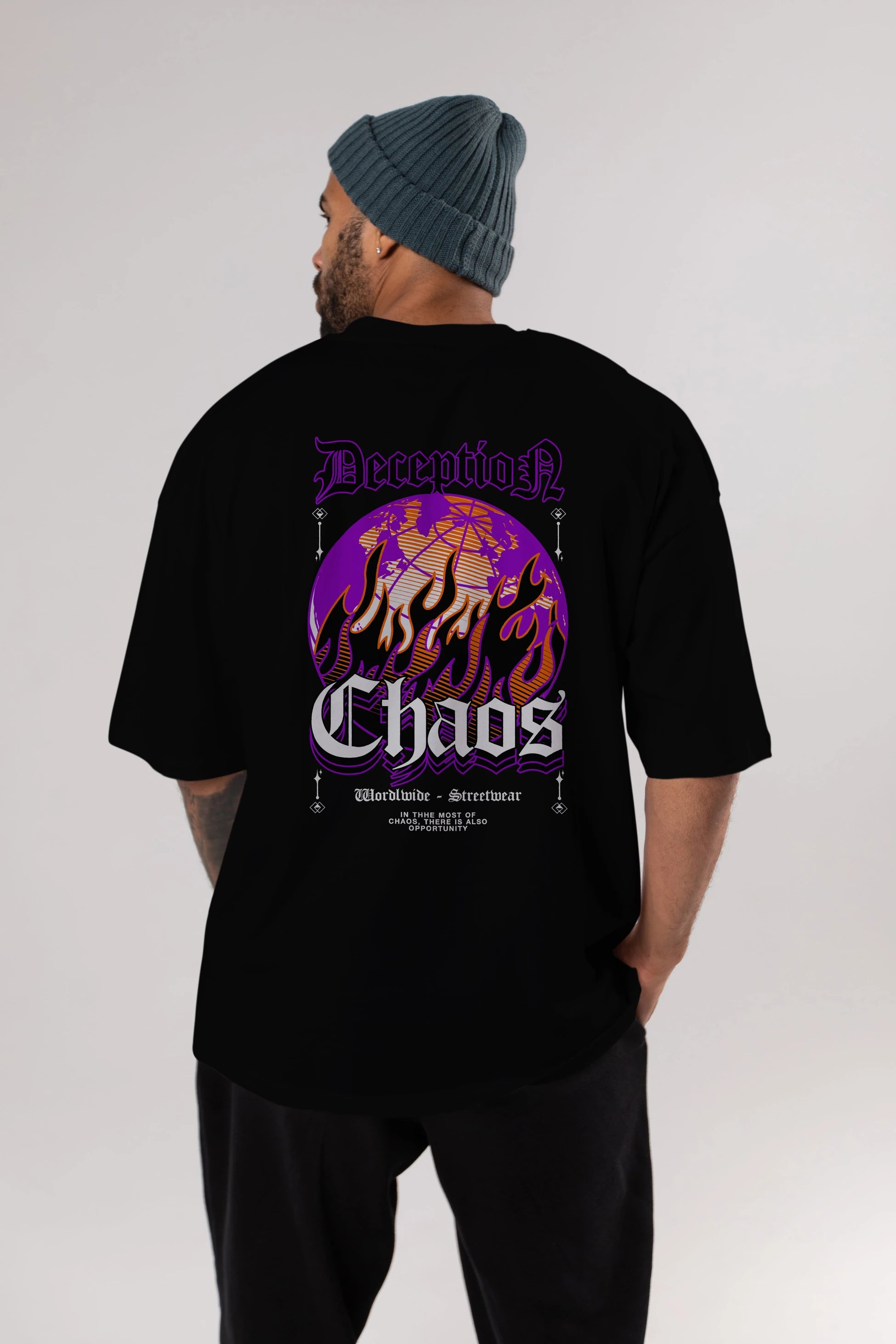 Deception Chaos Arka Baskılı Oversize t-shirt Erkek Kadın Unisex