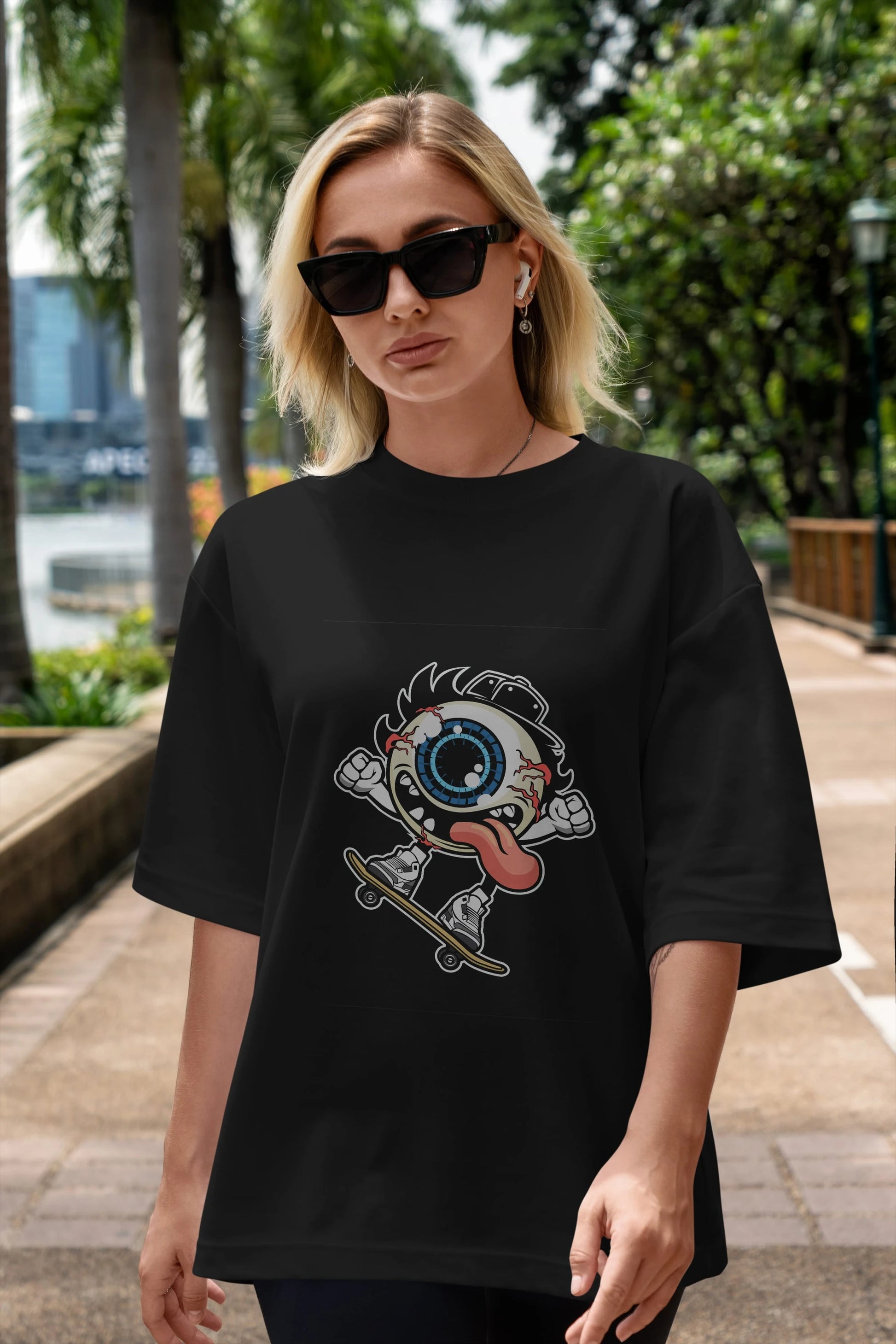 Eye Ball Skater Ön Baskılı Oversize t-shirt Erkek Kadın Unisex %100 Pamuk tişort