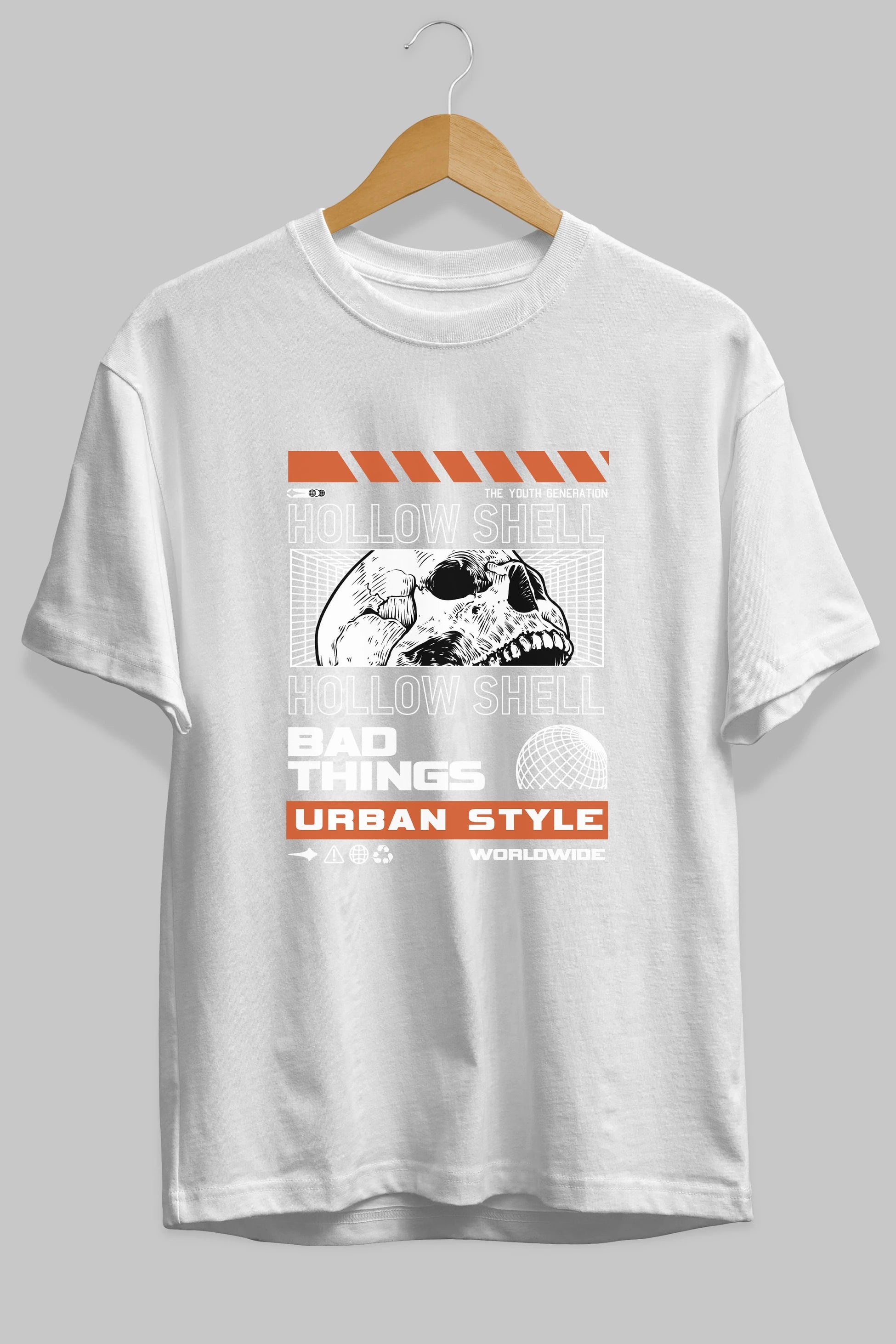 Hollow Shell Ön Baskılı Oversize t-shirt Erkek Kadın Unisex