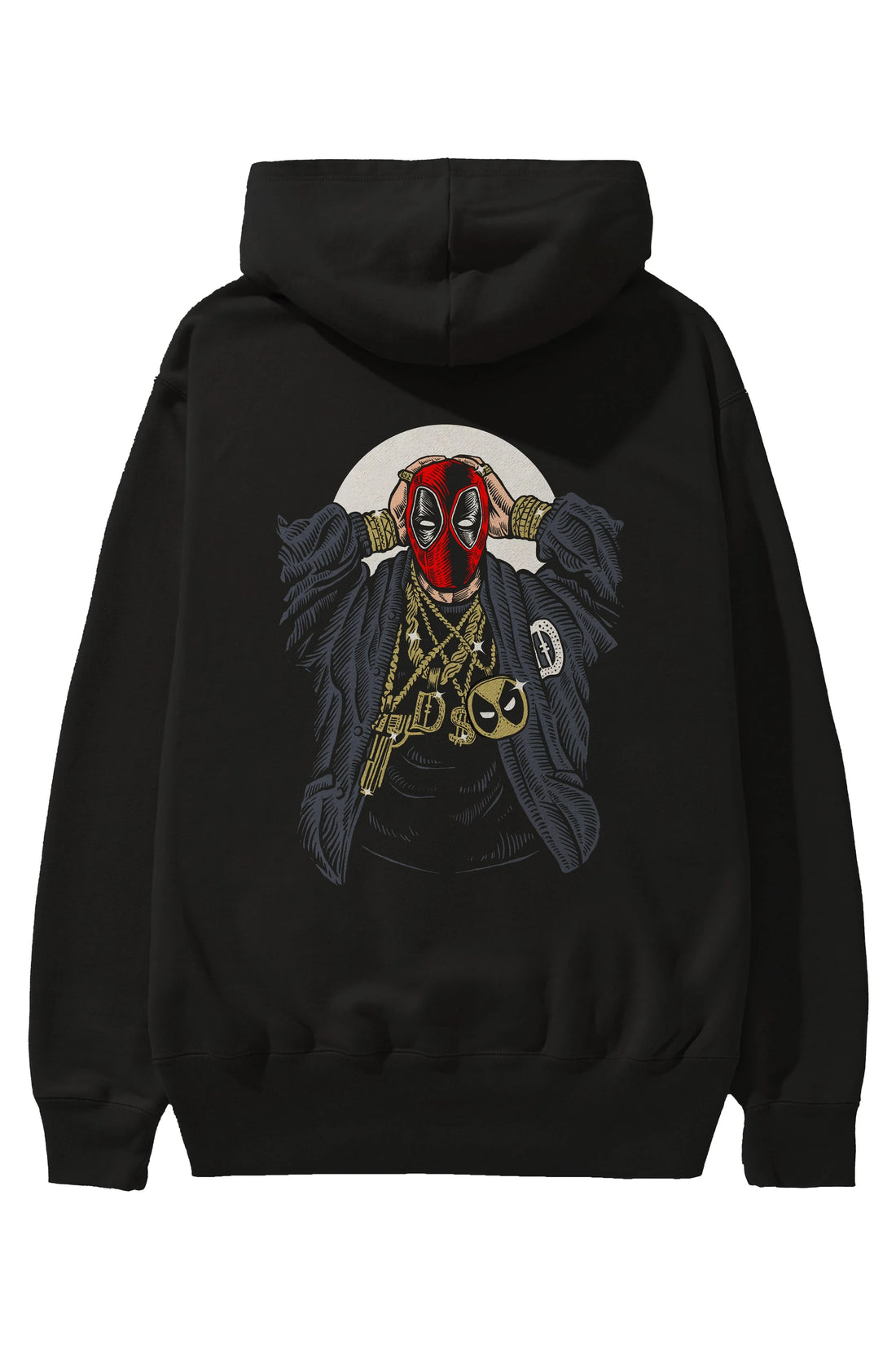 Deadpool Gangsta Arka Baskılı Hoodie Oversize Kapüşonlu Sweatshirt Erkek Kadın Unisex