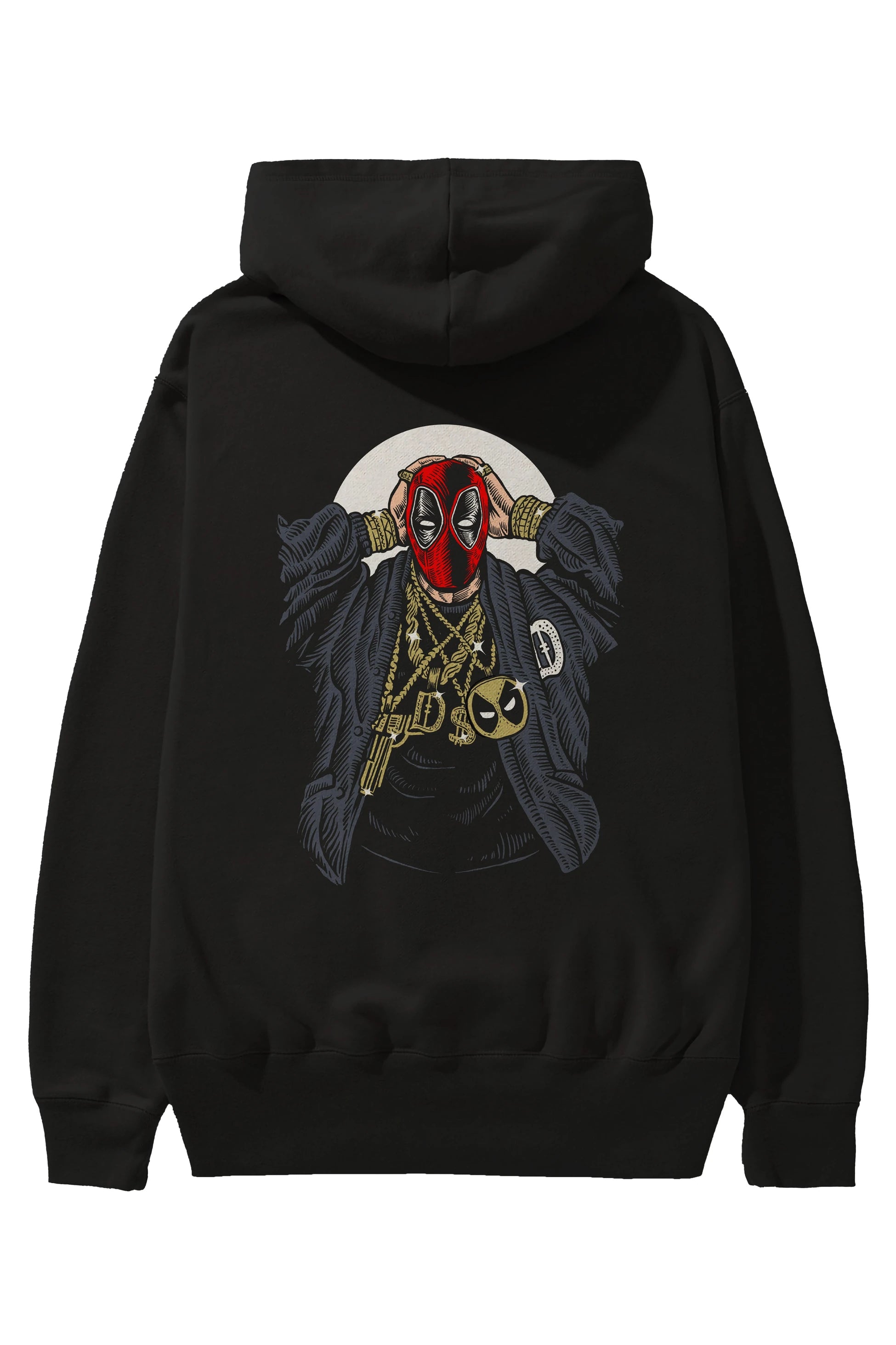 Deadpool Gangsta Arka Baskılı Hoodie Oversize Kapüşonlu Sweatshirt Erkek Kadın Unisex