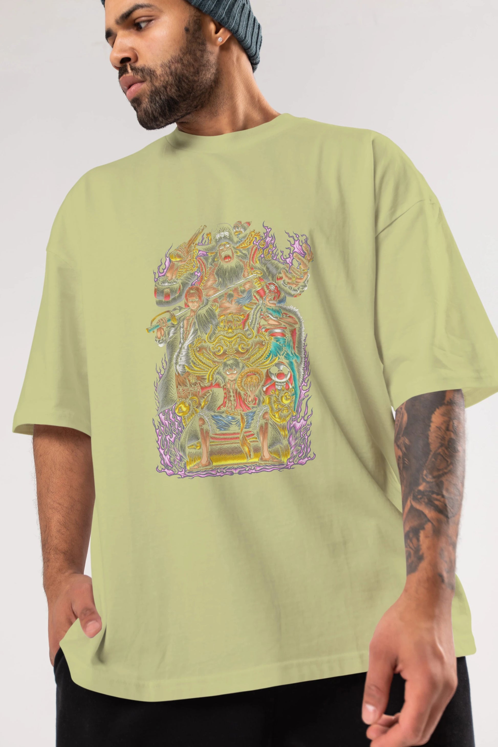 ONE PIECE (8) Anime Ön Baskılı Oversize t-shirt %100 pamuk Erkek Kadın Unisex