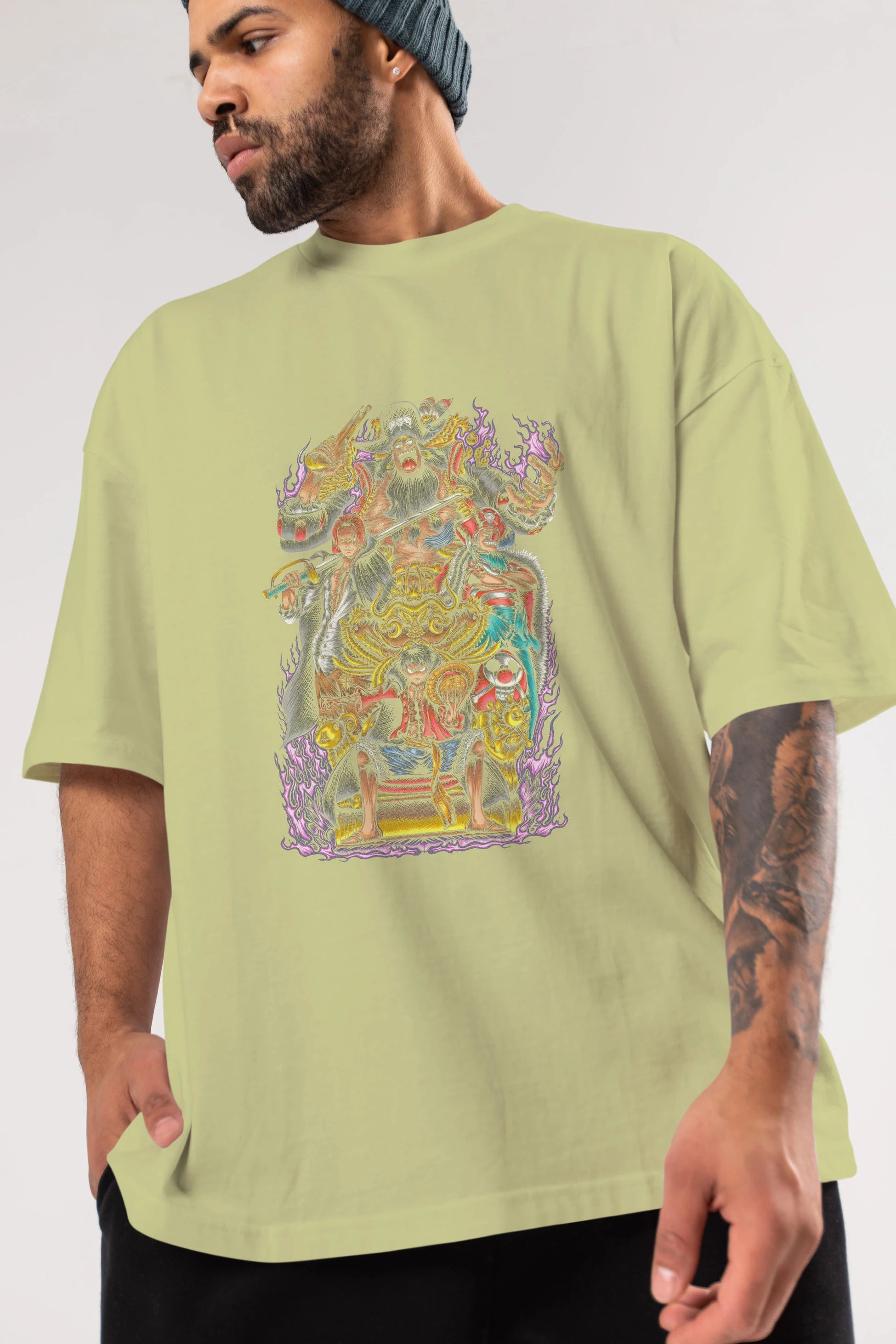 ONE PIECE (8) Anime Ön Baskılı Oversize t-shirt %100 pamuk Erkek Kadın Unisex