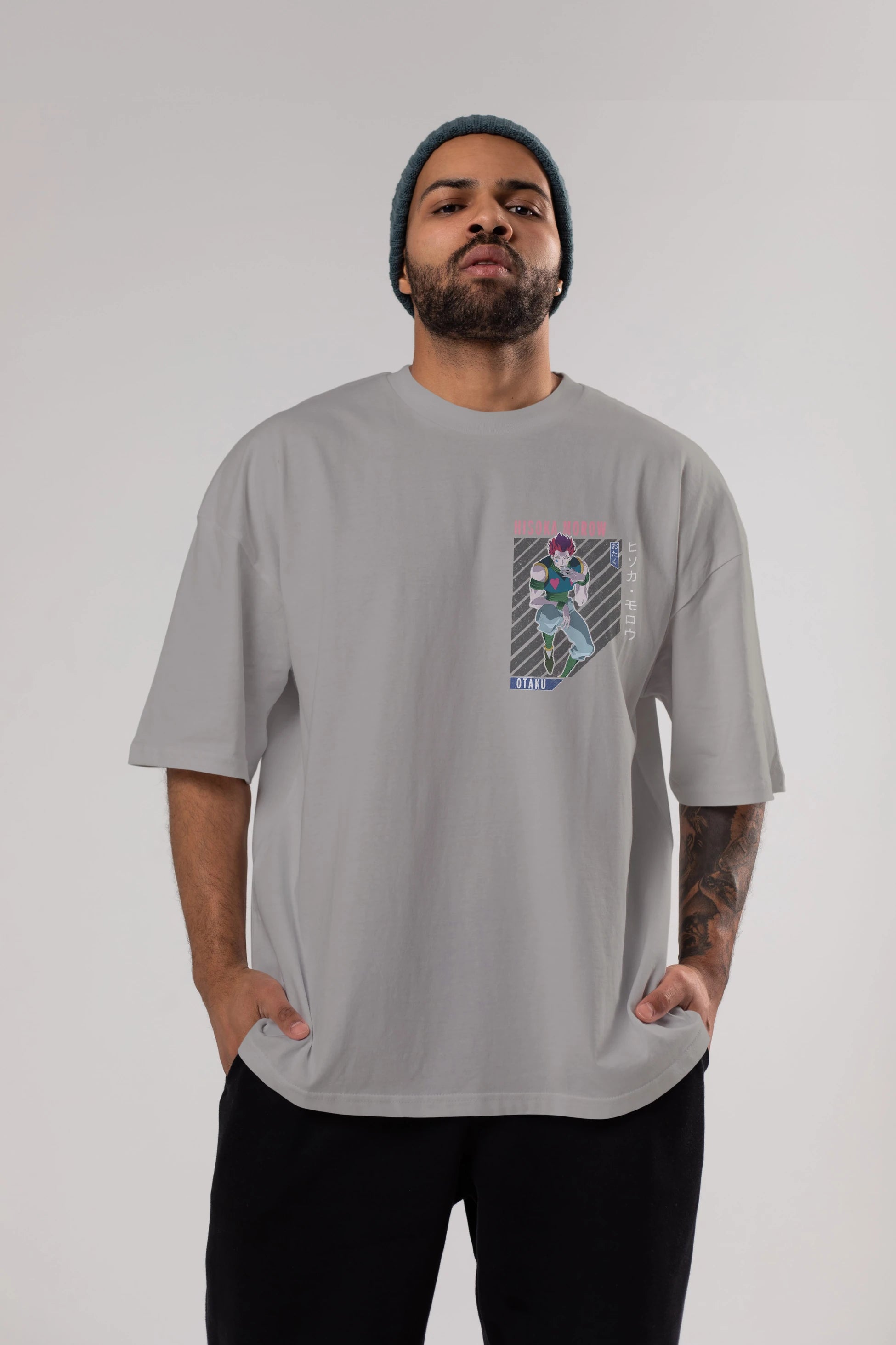Hisoka Morow 2 2 Ön Sol Baskılı Oversize t-shirt Erkek Kadın Unisex %100 Pamuk Bisiklet Yaka tişort