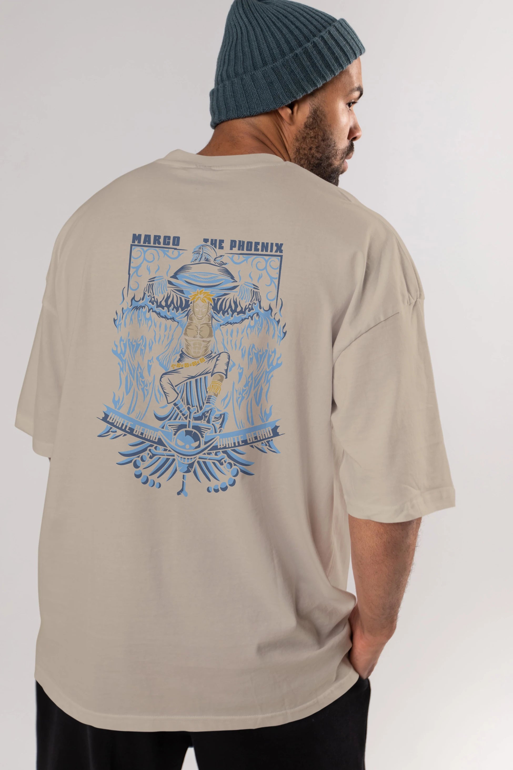Marco the Phoenix Anime Arka Baskılı Oversize t-shirt Erkek Kadın Unisex %100 pamuk tişort
