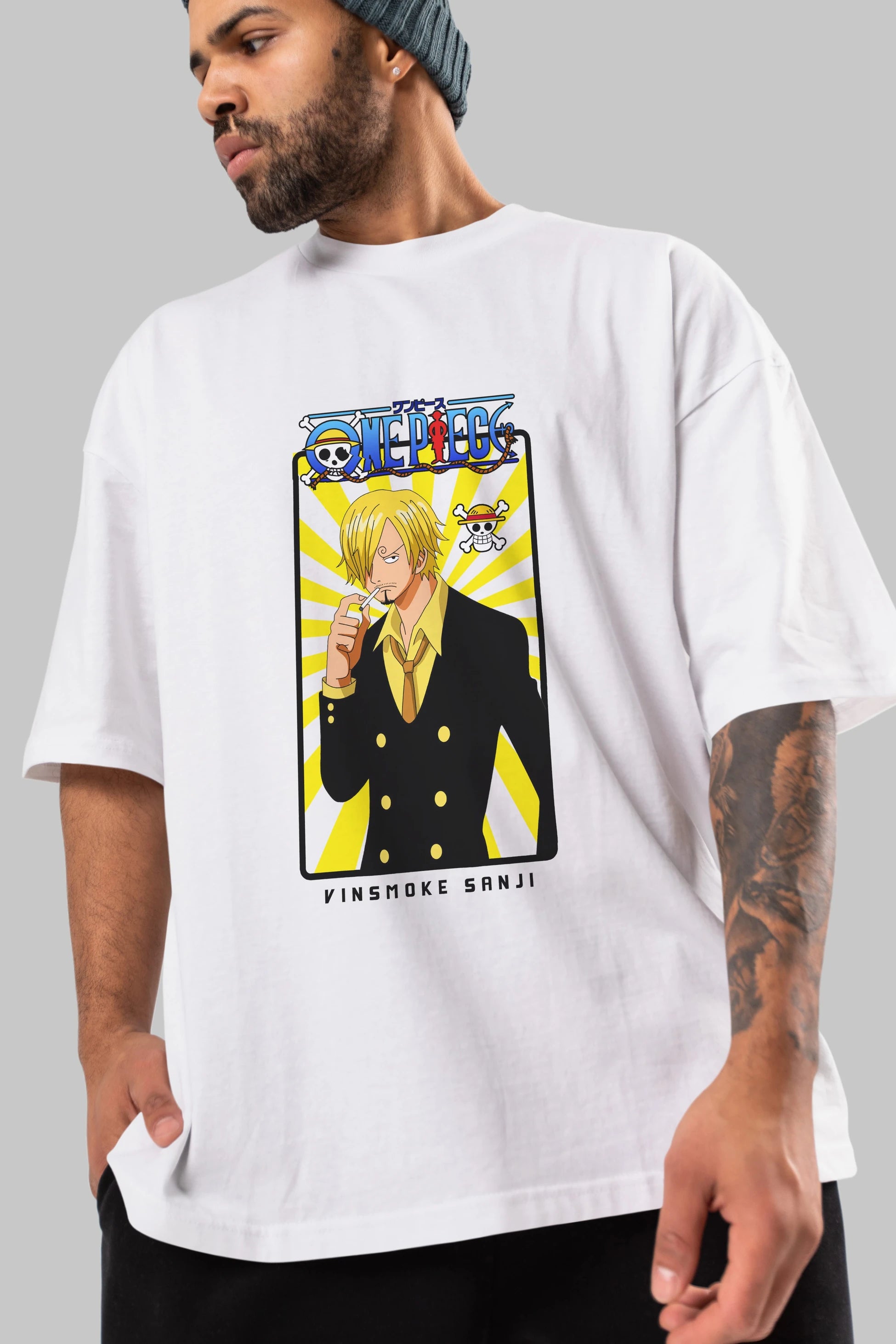 Sanji 4 Anime Ön Baskılı Oversize t-shirt Erkek Kadın Unisex