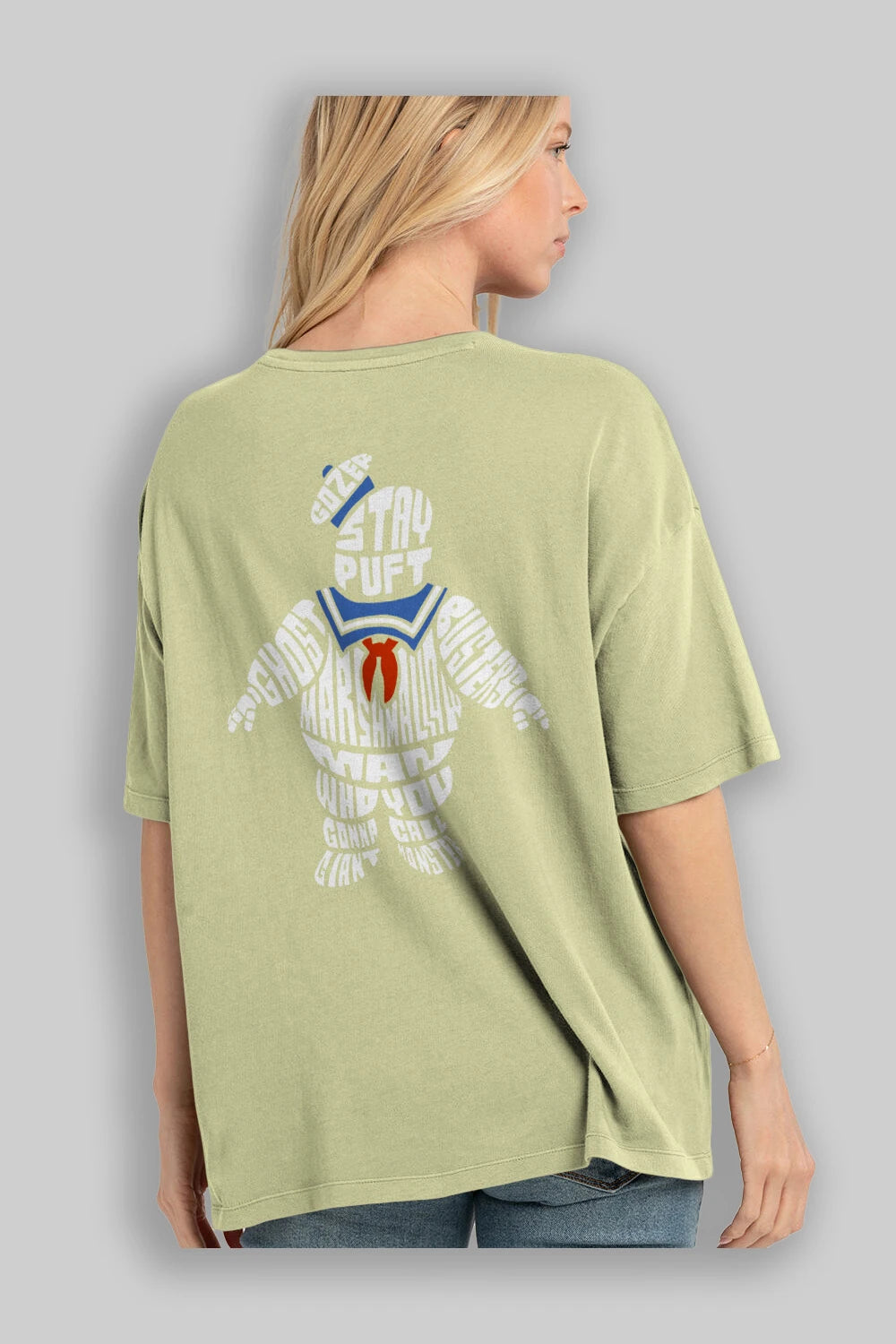 Stay Puft Arka Baskılı Oversize t-shirt %100 pamuk Erkek Kadın Unisex