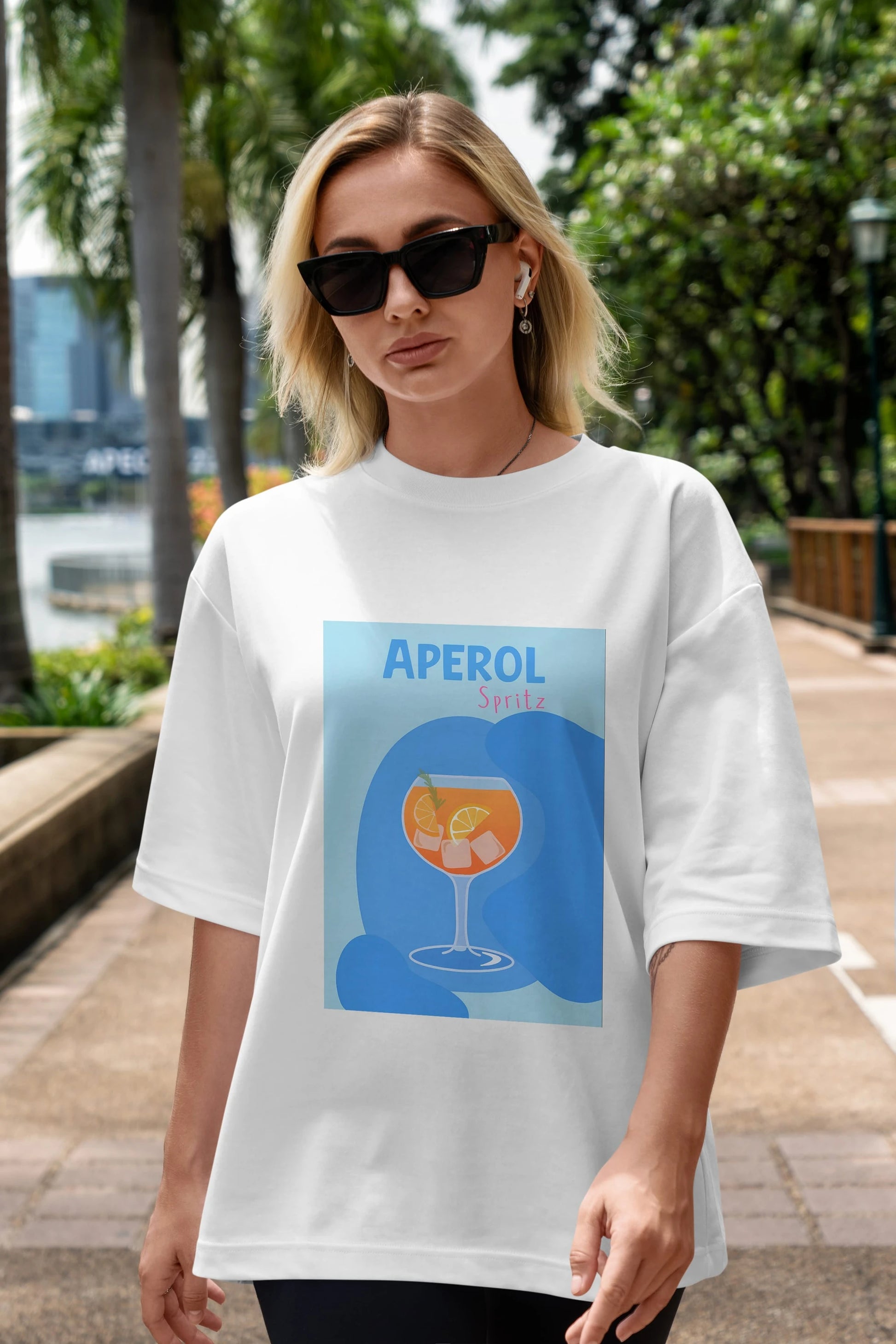 Aperol Spritz 10 Ön Baskılı Oversize t-shirt Erkek Kadın Unisex %100 Pamuk Bisiklet Yaka tişort