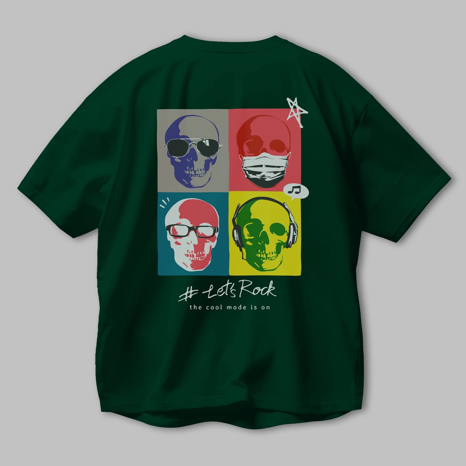 Lets Rock Arka Baskılı Oversize t-shirt Erkek Kadın Unisex