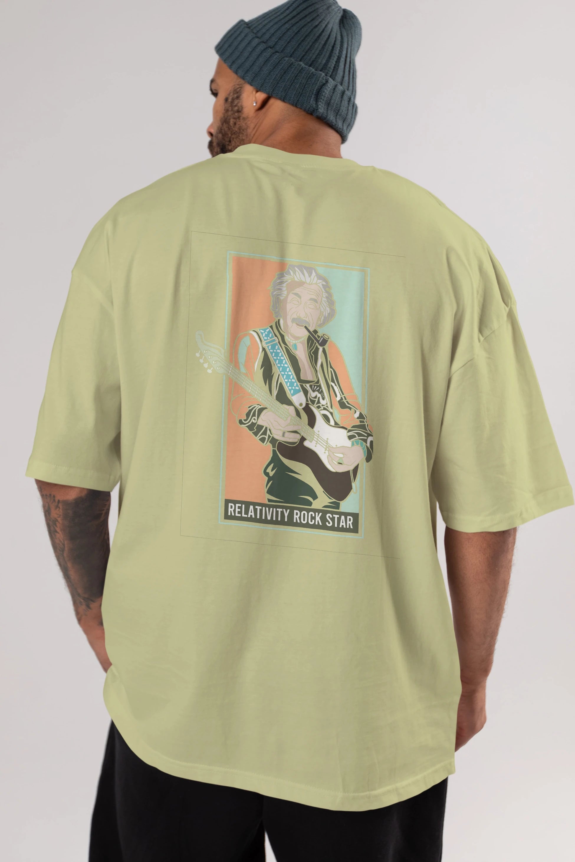 Jimmy Einstein Arka Baskılı Oversize t-shirt Erkek Kadın Unisex %100 Pamuk tişort