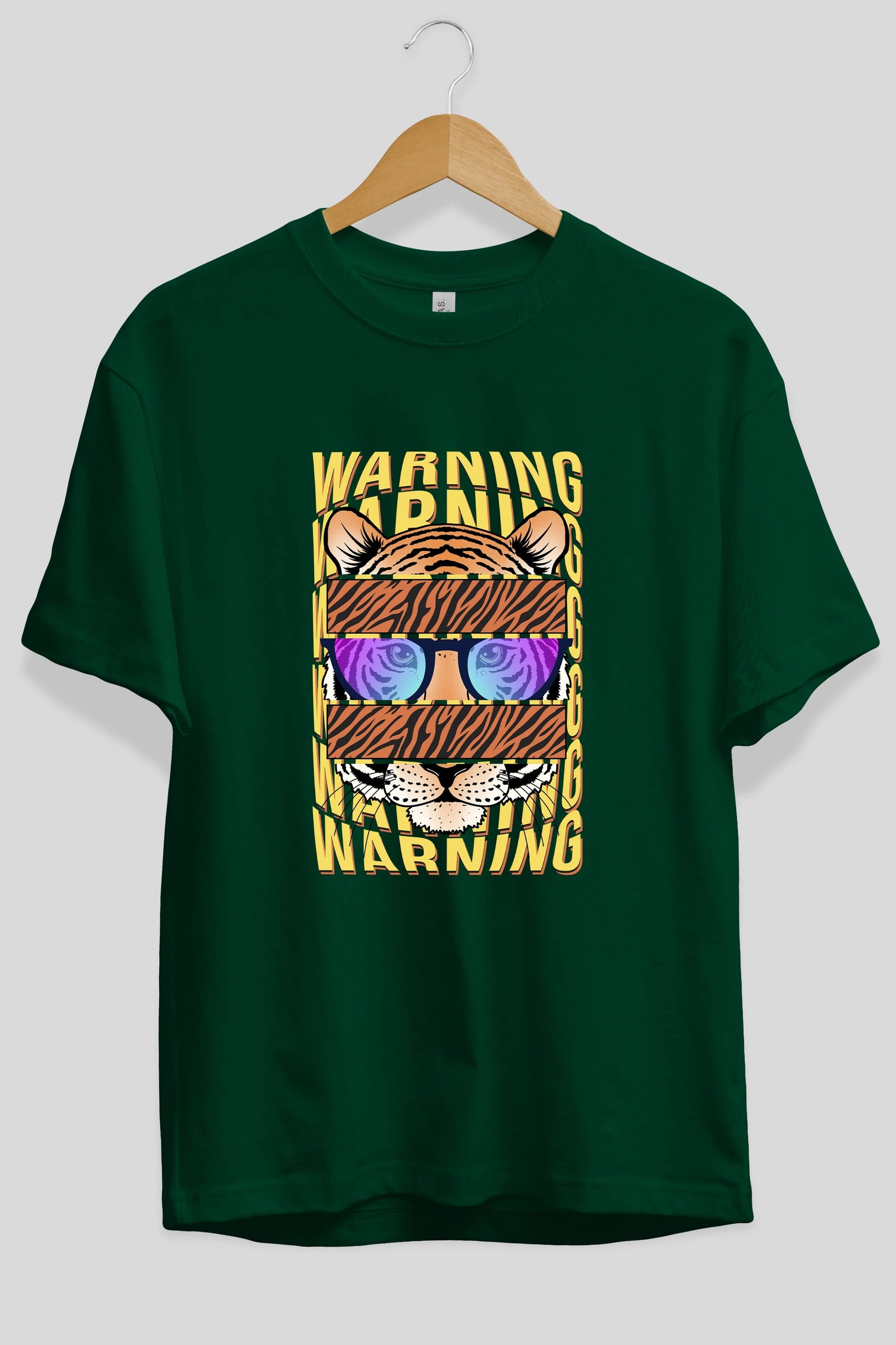 Warning Yazılı Ön Baskılı Oversize t-shirt Erkek Kadın Unisex