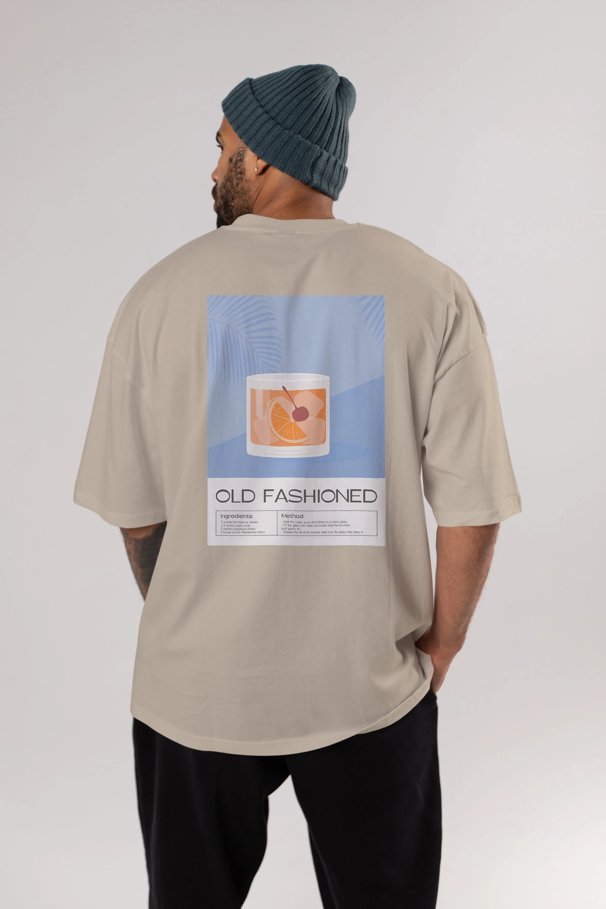 Old Fashioned 3 Arka Baskılı Oversize t-shirt Erkek Kadın Unisex %100 Pamuk Bisiklet Yaka tişort