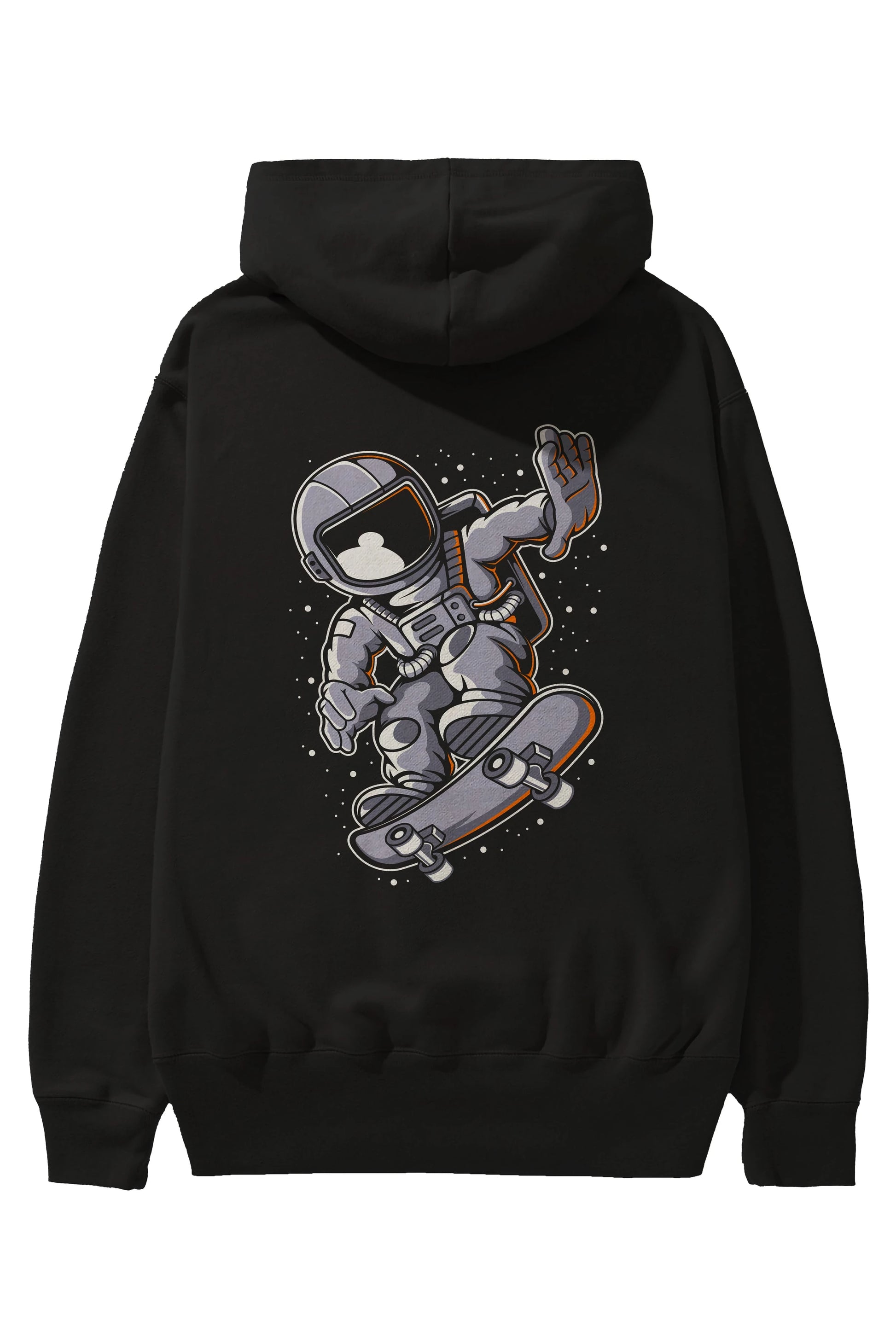 Astronaut Skateboard Arka Baskılı Hoodie Oversize Kapüşonlu Sweatshirt Erkek Kadın Unisex