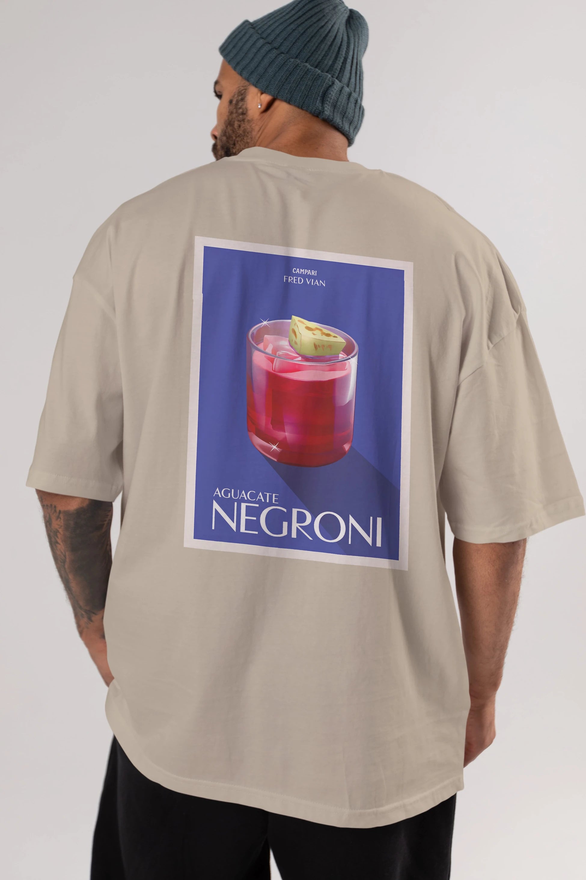 Aguacate Negroni Arka Baskılı Oversize t-shirt Erkek Kadın Unisex %100 Pamuk Bisiklet Yaka tişort
