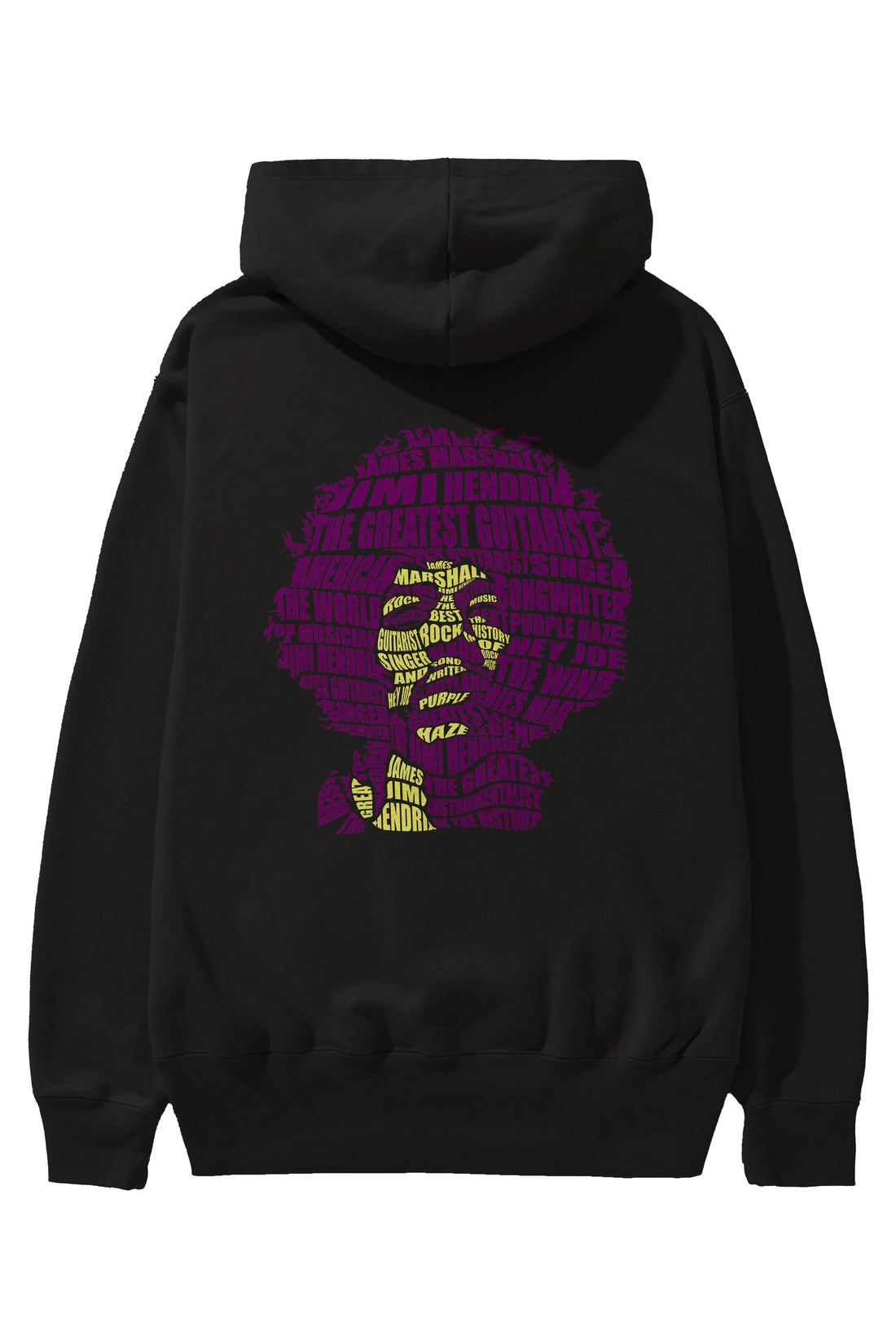Jimmy Hendrix Calligram Arka Baskılı Hoodie Oversize Kapüşonlu Sweatshirt Erkek Kadın Unisex