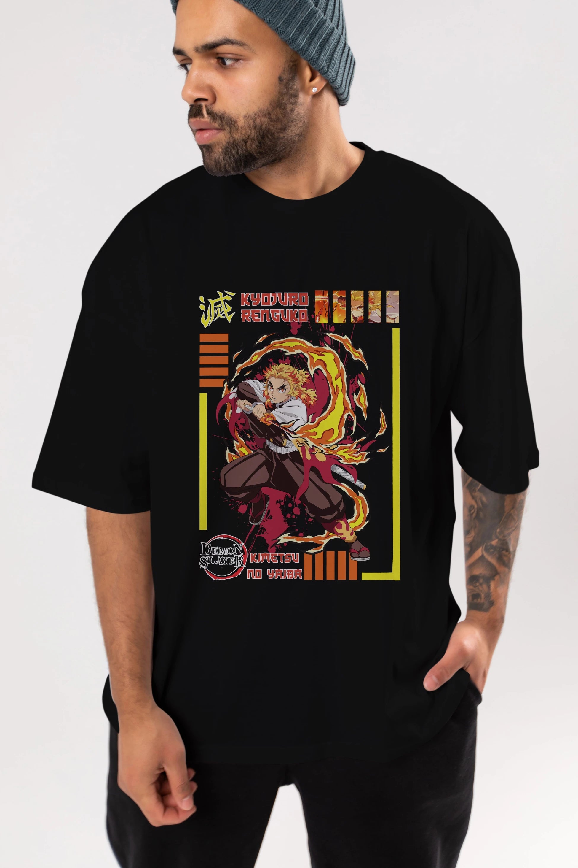 KYOJURO RENGOKU Anime Ön Baskılı Oversize t-shirt %100 pamuk Erkek Kadın Unisex