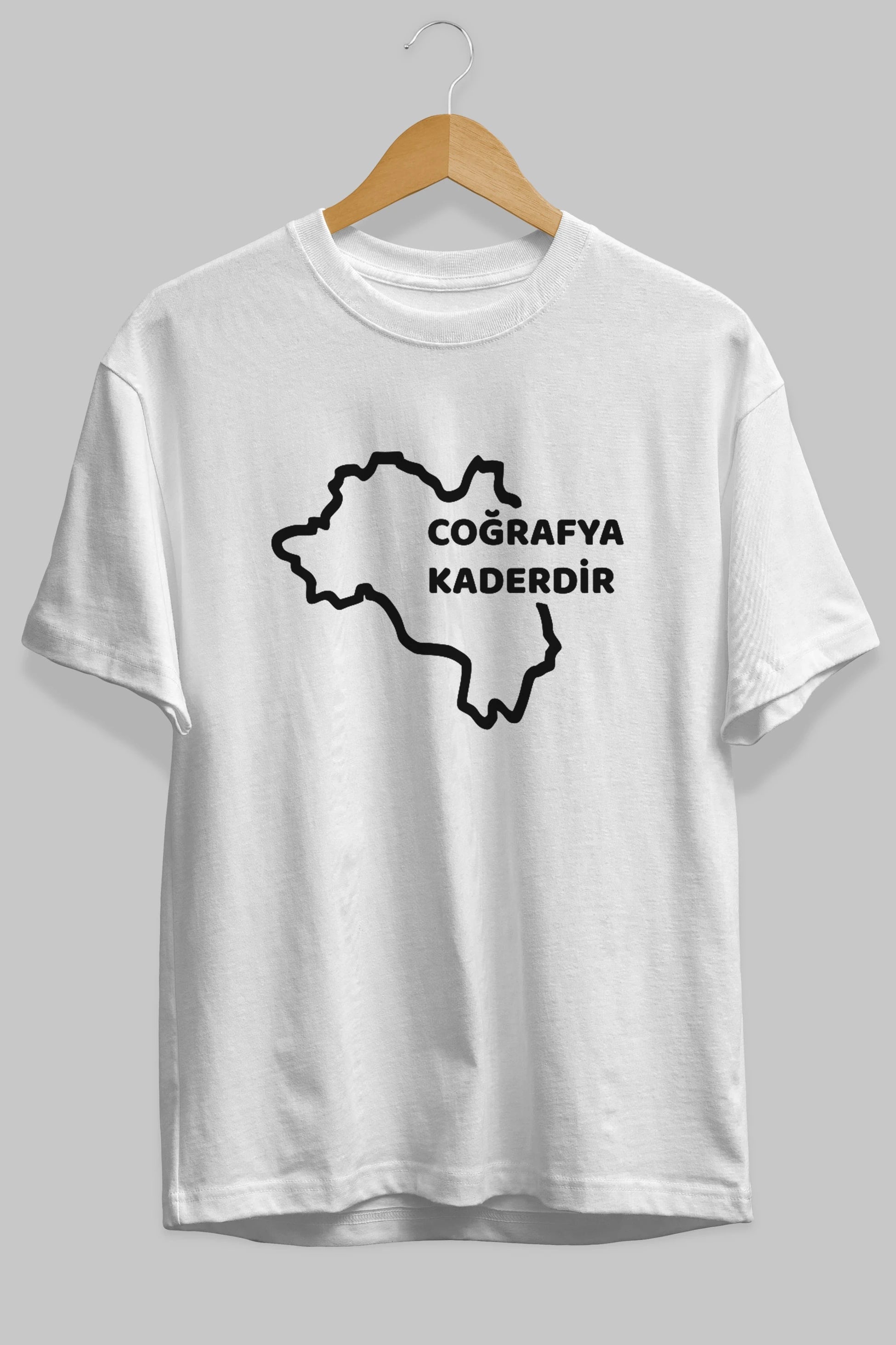Coğrafya Kaderdir Ön Baskılı Oversize t-shirt %100 pamuk Erkek Kadın Unisex
