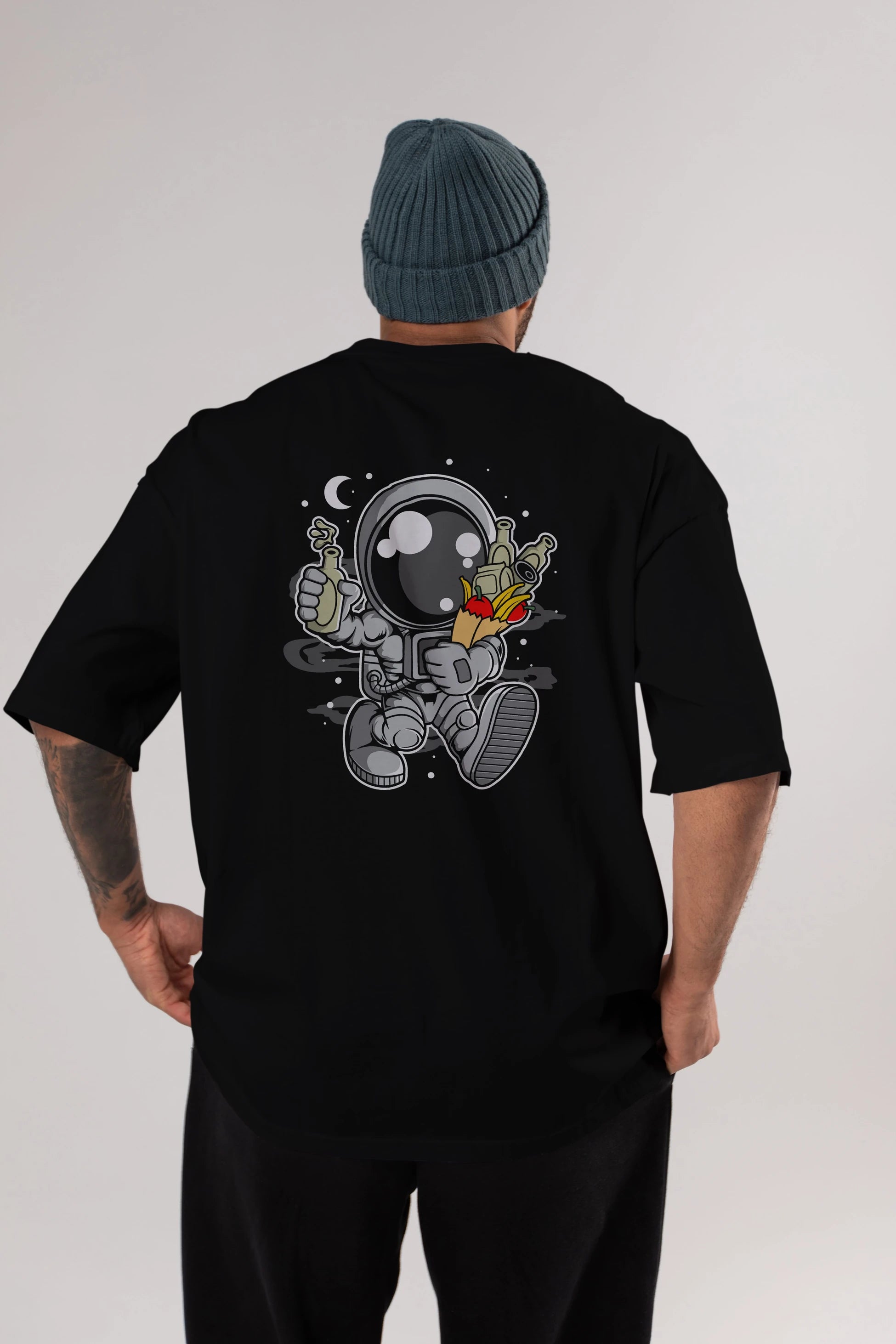 Astronaut Grochery Arka Baskılı Oversize t-shirt Erkek Kadın Unisex