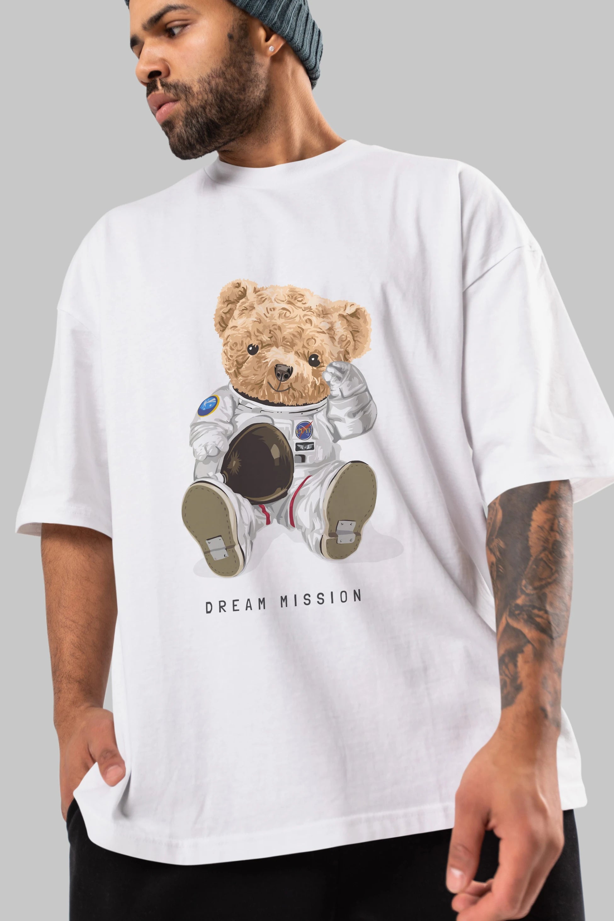 Teddy Bear Asrtonot Ön Baskılı Oversize t-shirt Erkek Kadın Unisex %100 Pamuk