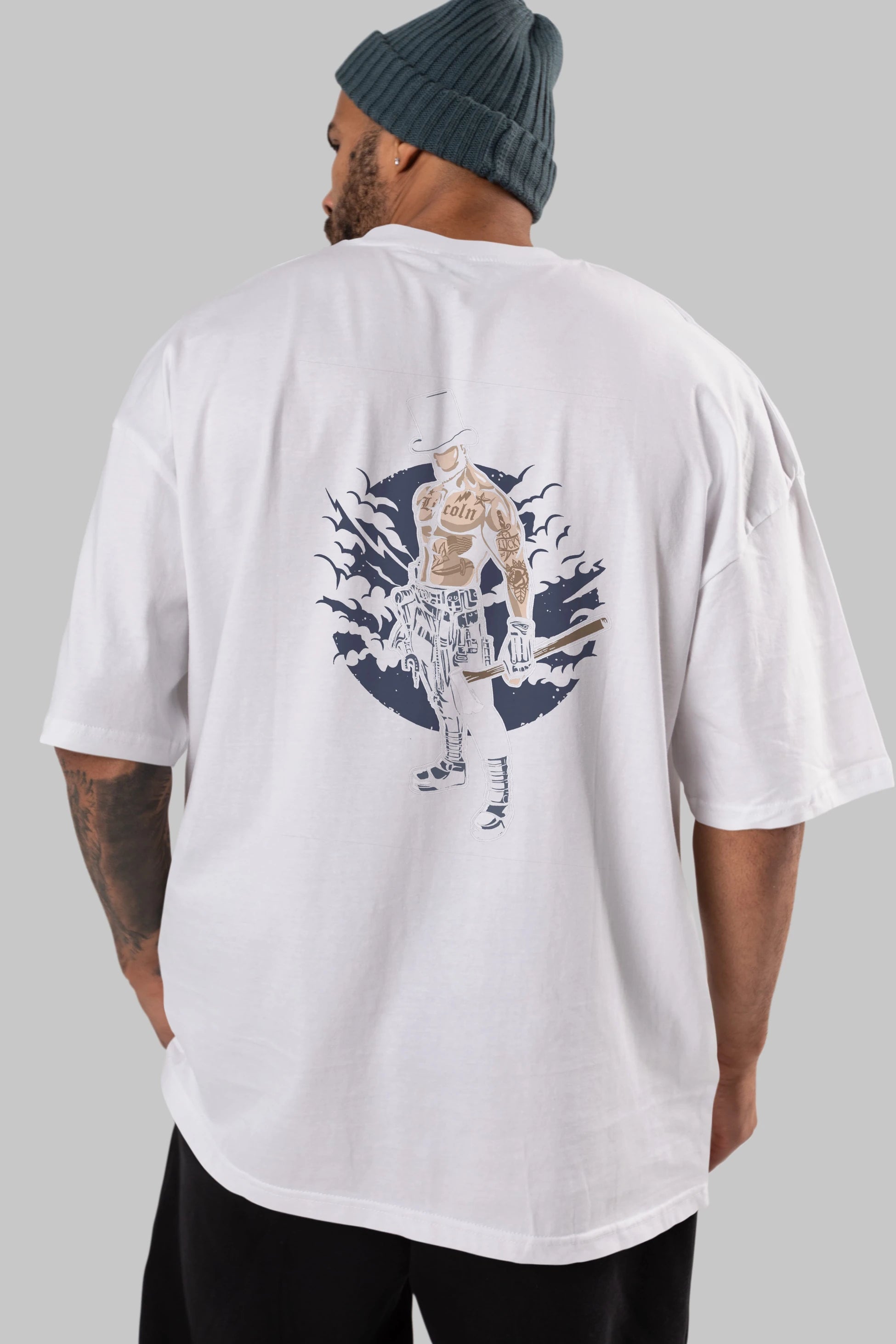 Lincoln Arka Baskılı Oversize t-shirt Erkek Kadın Unisex %100 Pamuk