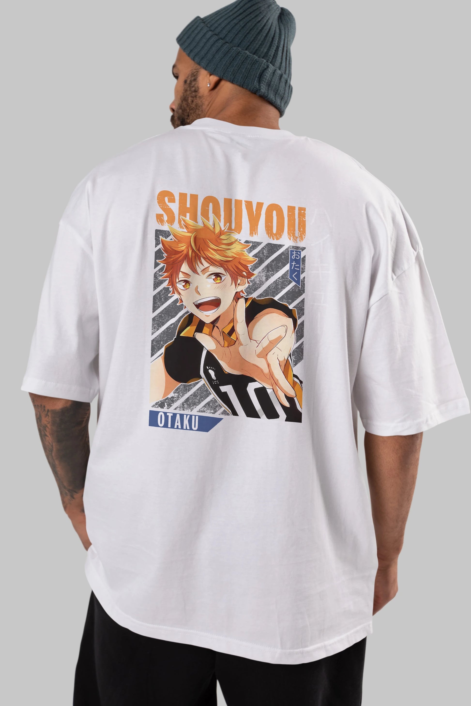 Shouyou Hinata 9 Anime Arka Baskılı Oversize t-shirt Erkek Kadın Unisex