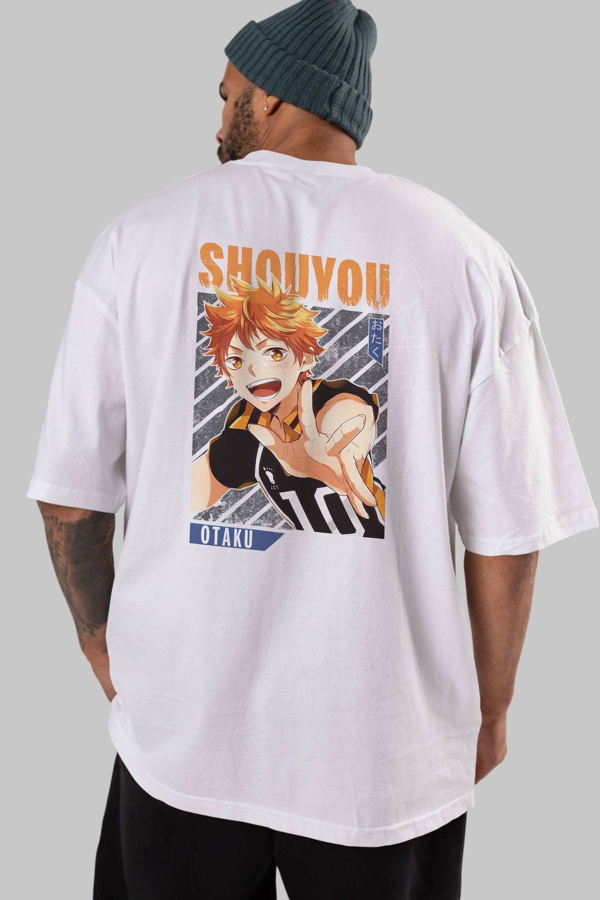 Shouyou Hinata 9 Anime Arka Baskılı Oversize t-shirt Erkek Kadın Unisex