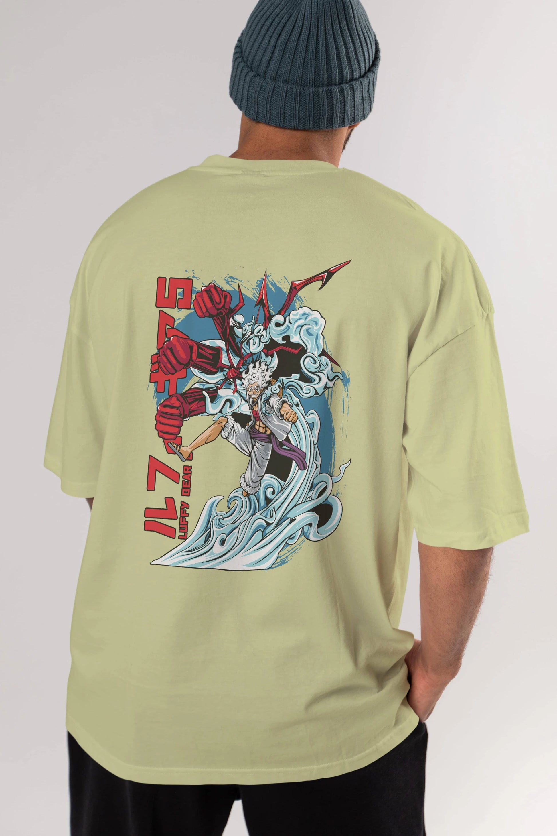 MONKEY D. LUFFY GEAR5 2 Anime Arka Baskılı Oversize t-shirt Erkek Kadın Unisex