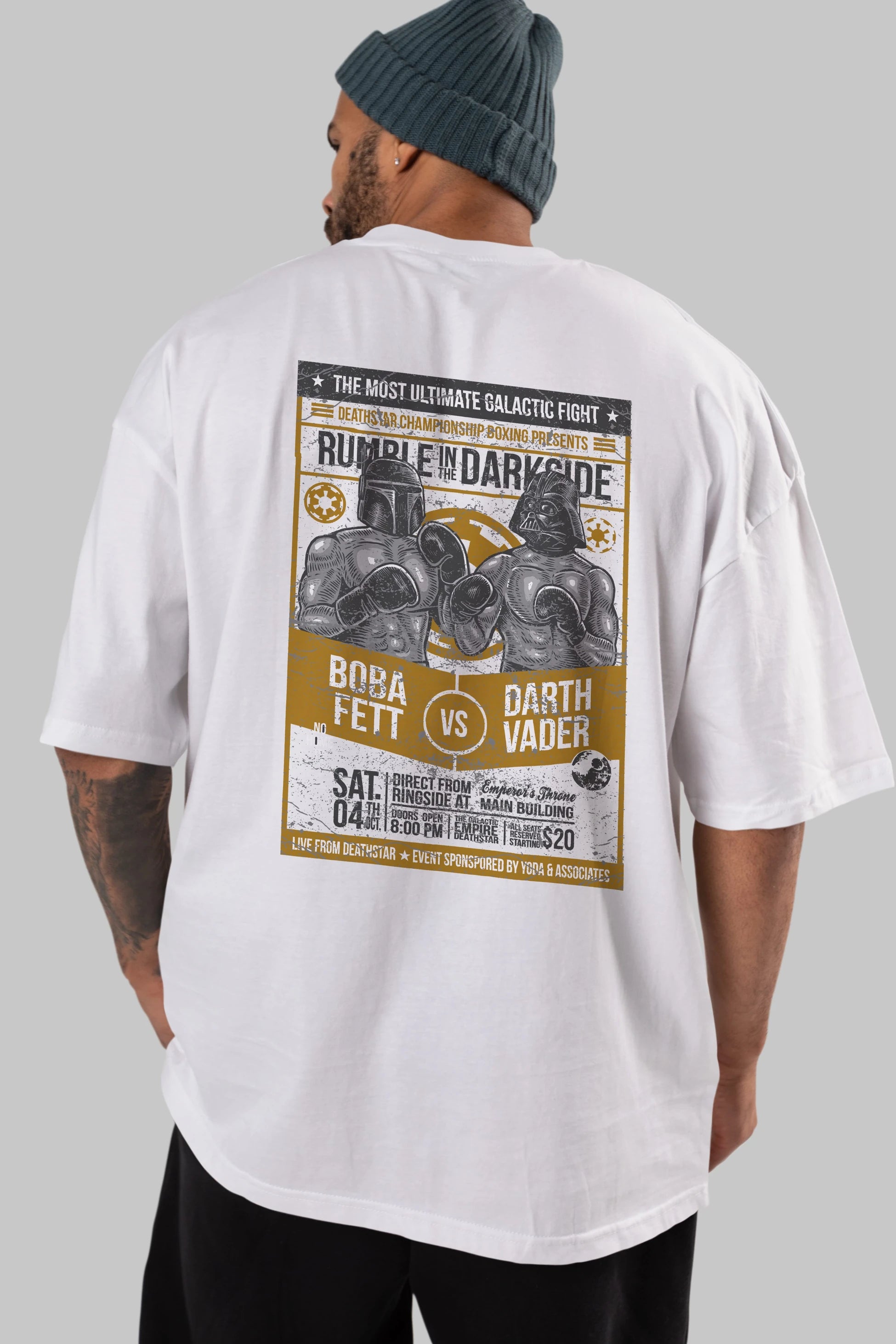 Rumble In The Darkside Arka Baskılı Oversize t-shirt Erkek Kadın Unisex %100 Pamuk