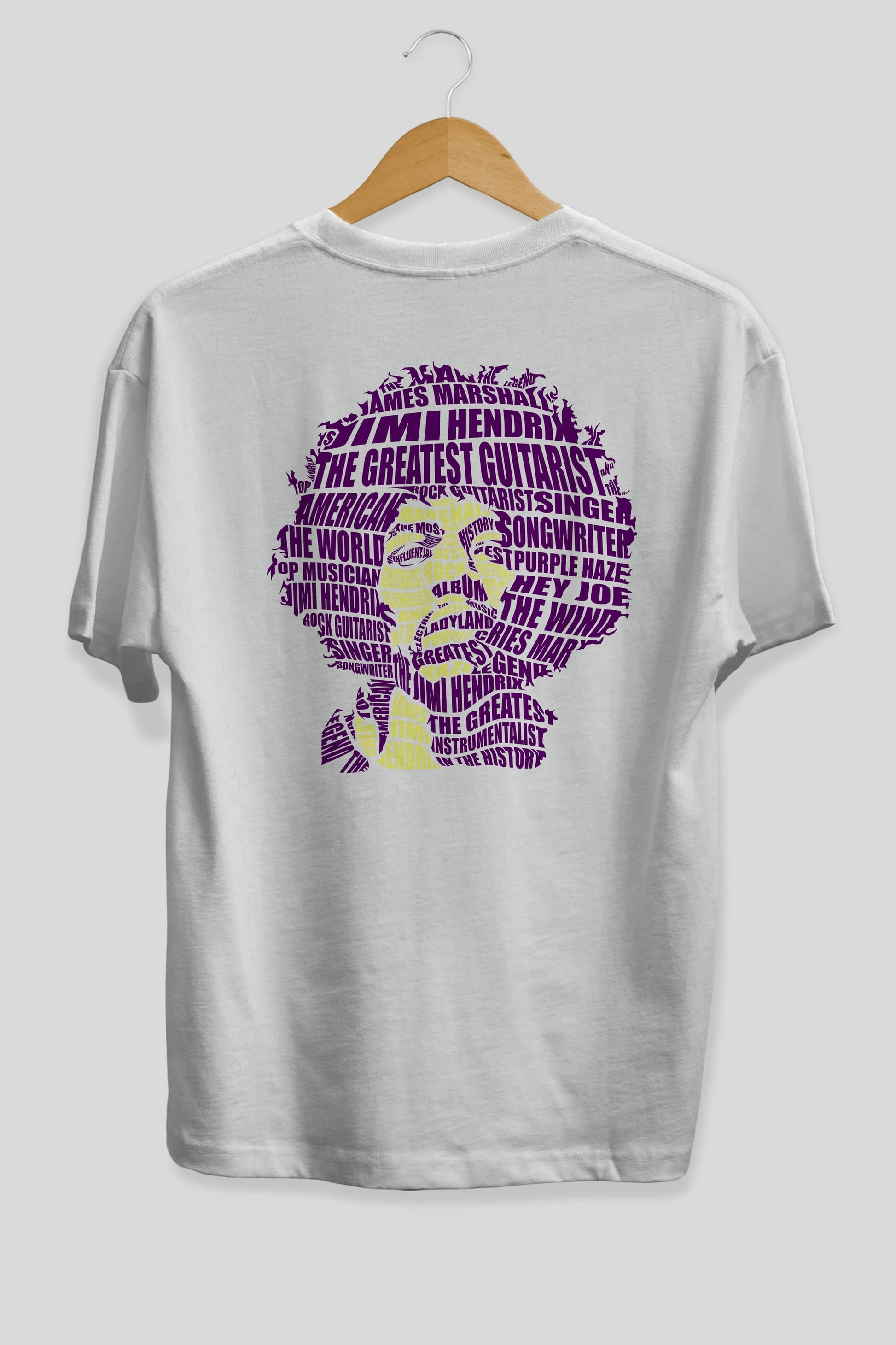 Jimmy Hendrix Calligram Arka Baskılı Oversize t-shirt %100 pamuk Erkek Kadın Unisex