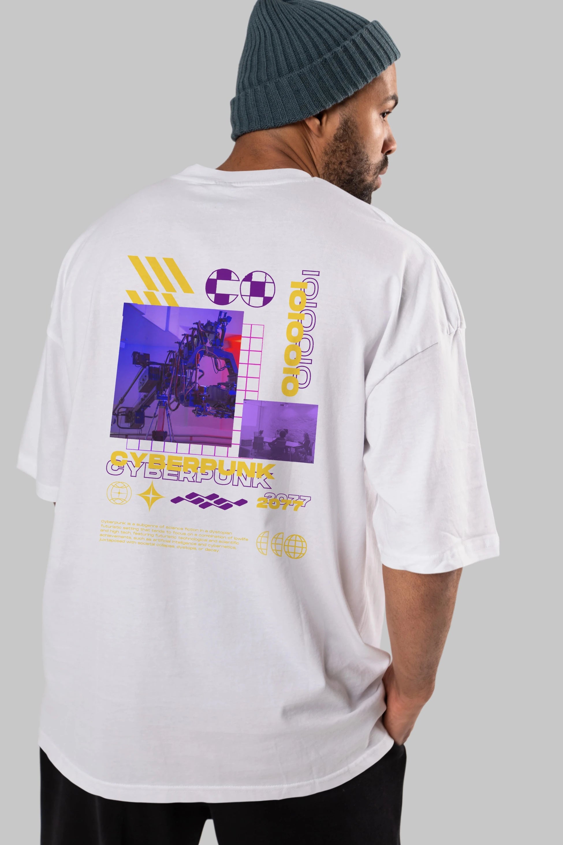 Cyberpunk Yazılı Arka Baskılı Oversize t-shirt Erkek Kadın Unisex