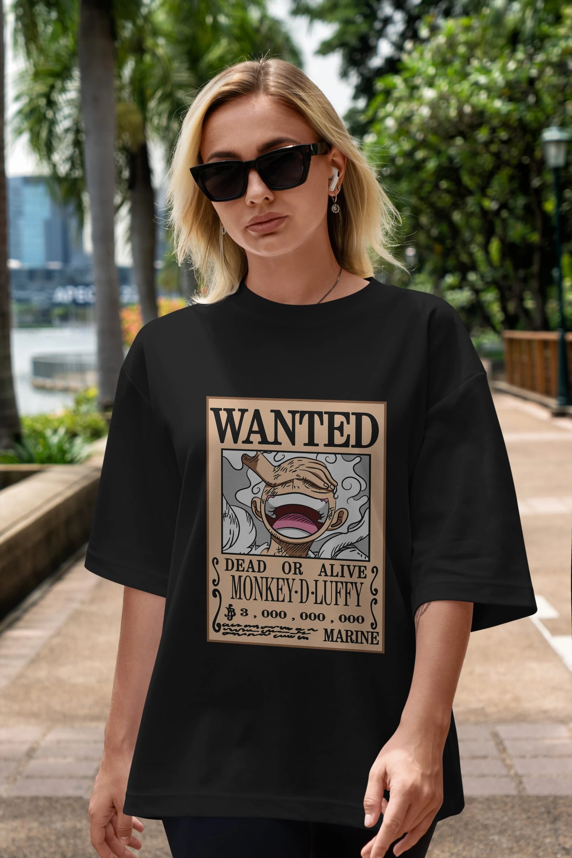 CARTEL LUFFY GEAR 5 Anime Ön Baskılı Oversize t-shirt %100 pamuk Erkek Kadın Unisex