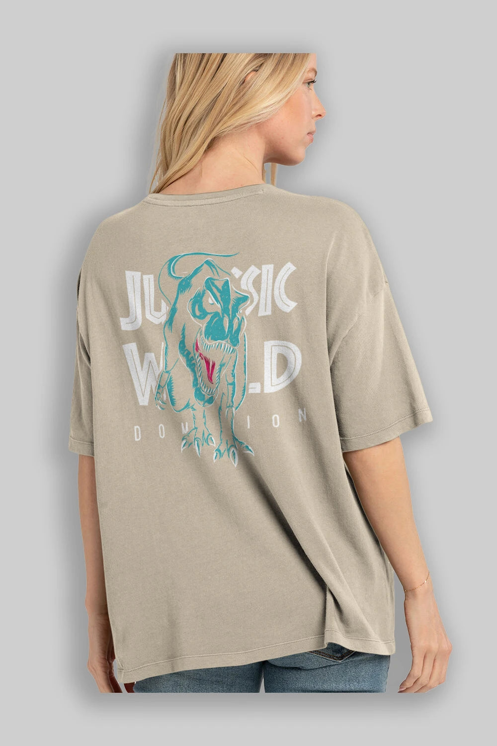 Jurassic Park (1) Arka Baskılı Oversize t-shirt Erkek Kadın Unisex %100 Pamuk Bisiklet Yaka tişort