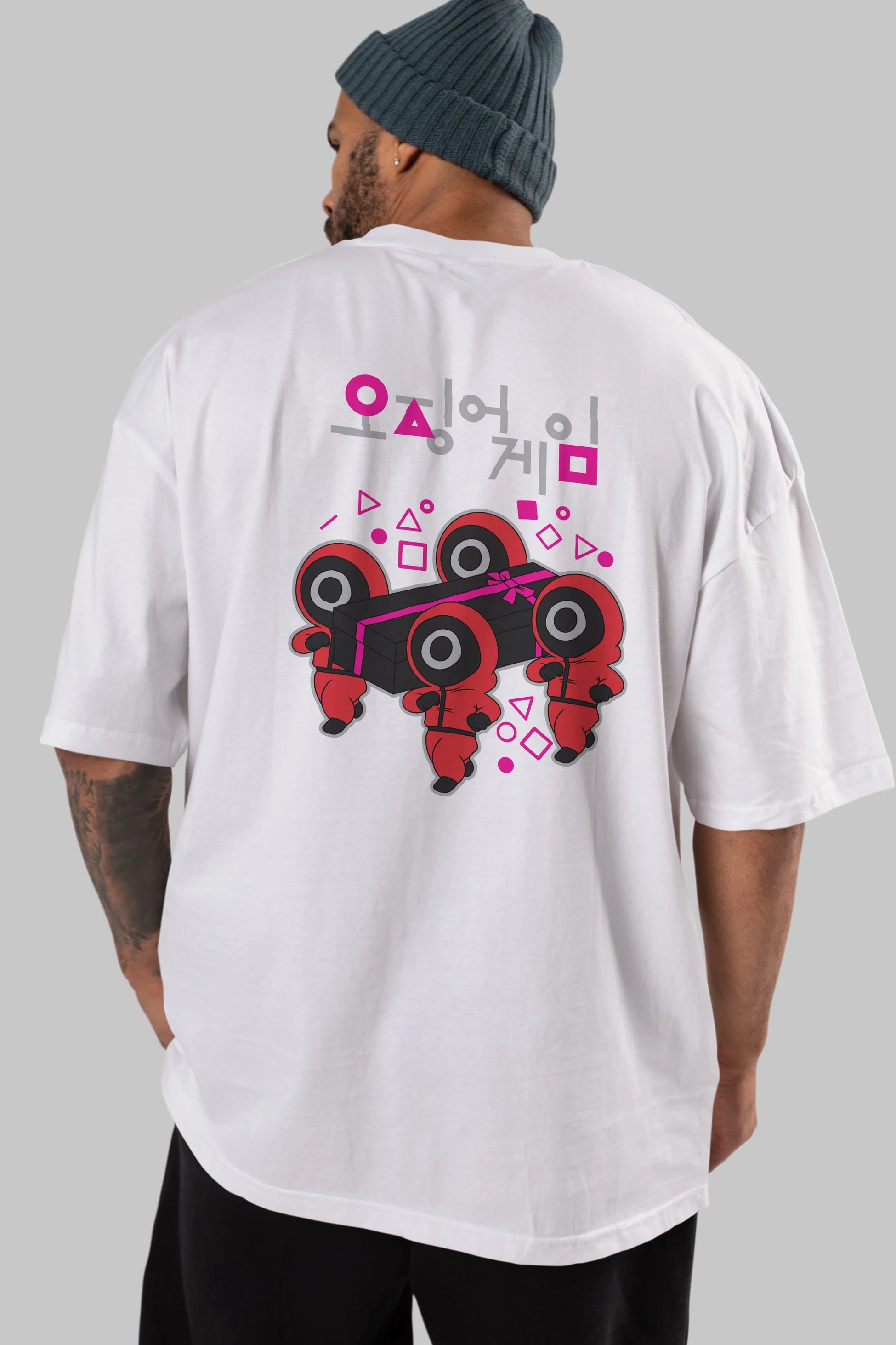 Squid Game (6) Arka Baskılı Oversize t-shirt Erkek Kadın Unisex %100 Pamuk Bisiklet Yaka tişort