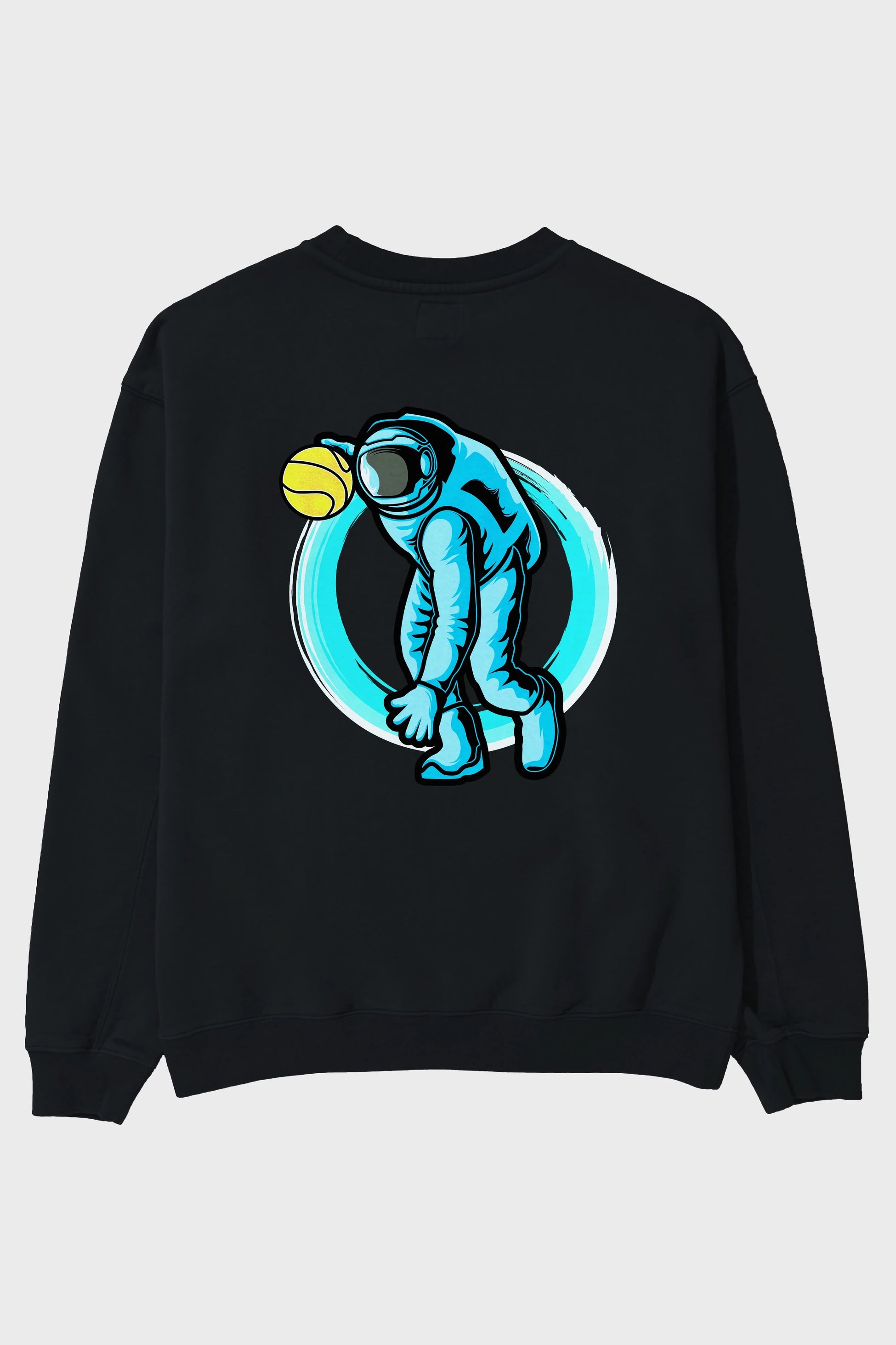 Astronaut Dribble Arka Baskılı Oversize Sweatshirt Erkek Kadın Unisex