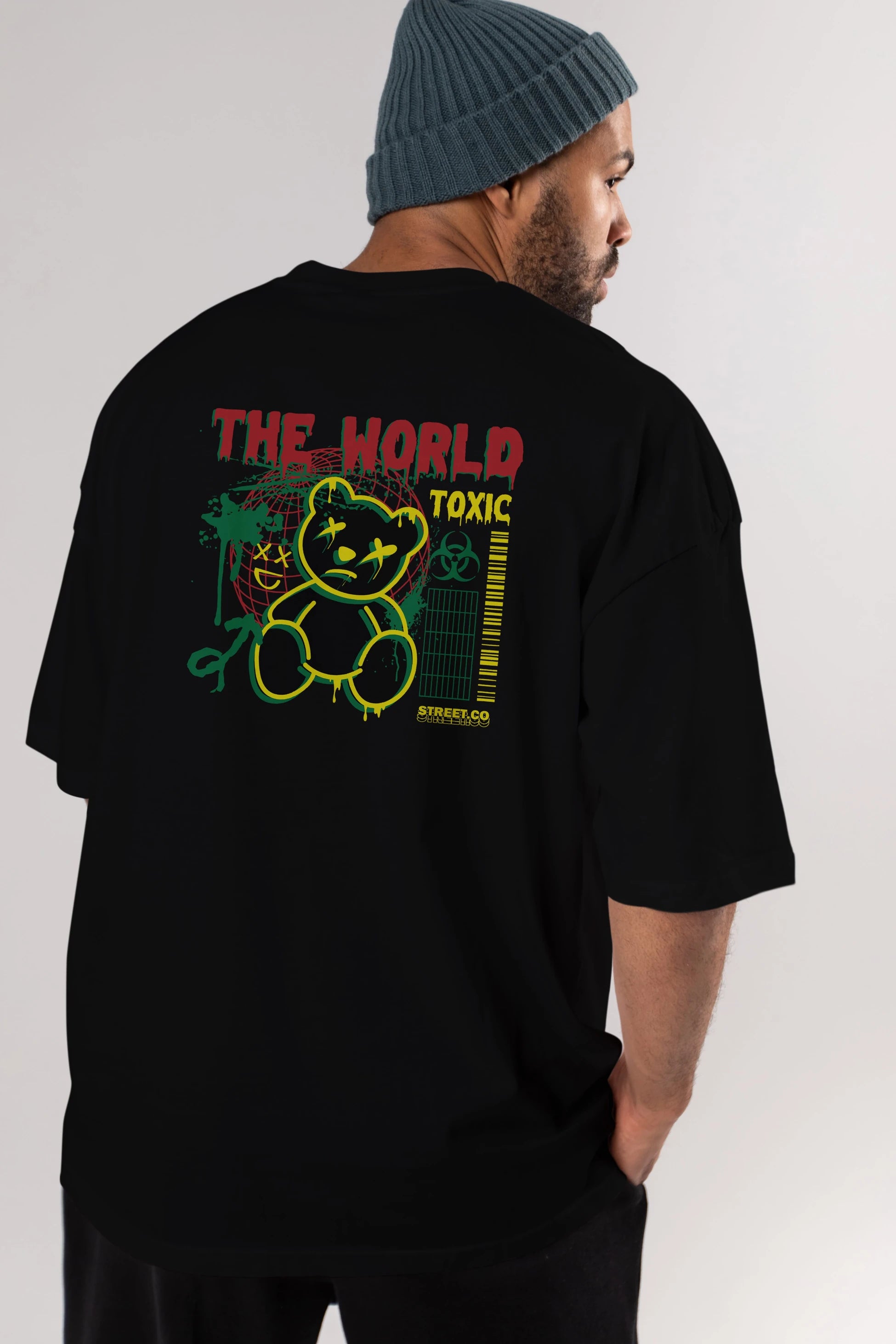 The World Toxic Bear Arka Baskılı Oversize t-shirt Erkek Kadın Unisex