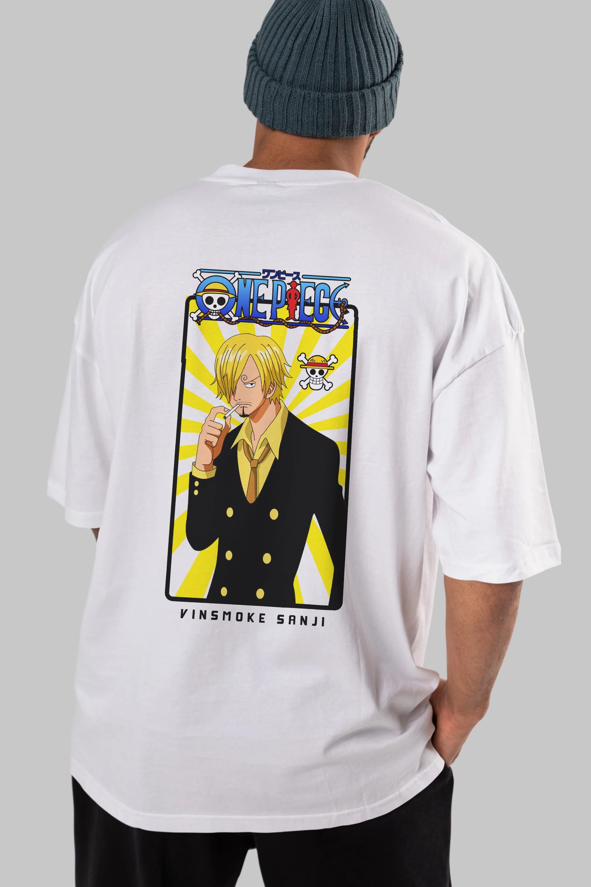 Sanji 4 Anime Arka Baskılı Oversize t-shirt Erkek Kadın Unisex %100 pamuk tişort