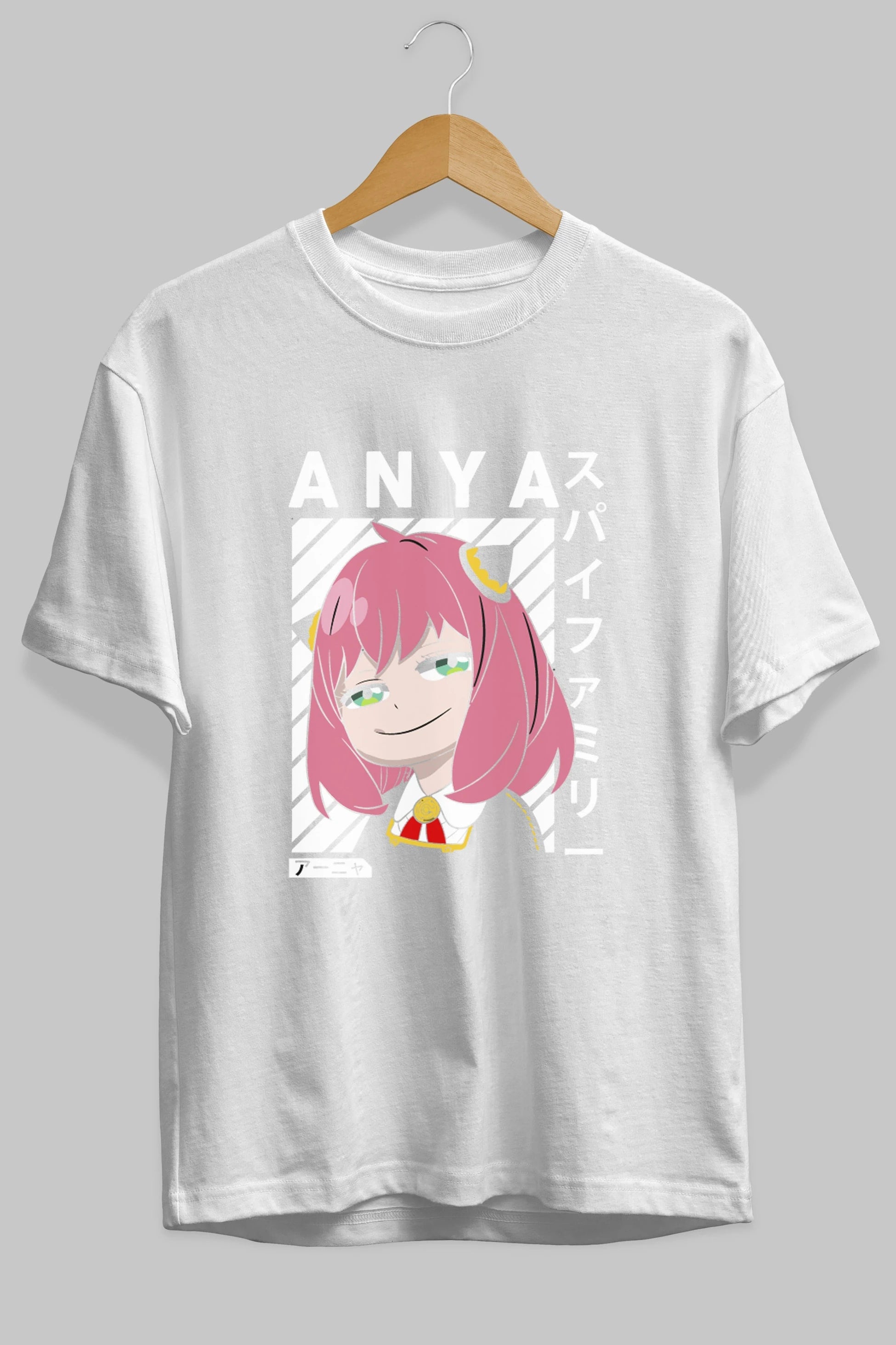 Anya SPYX FAMILY Anime Ön Baskılı Oversize t-shirt %100 pamuk Erkek Kadın Unisex