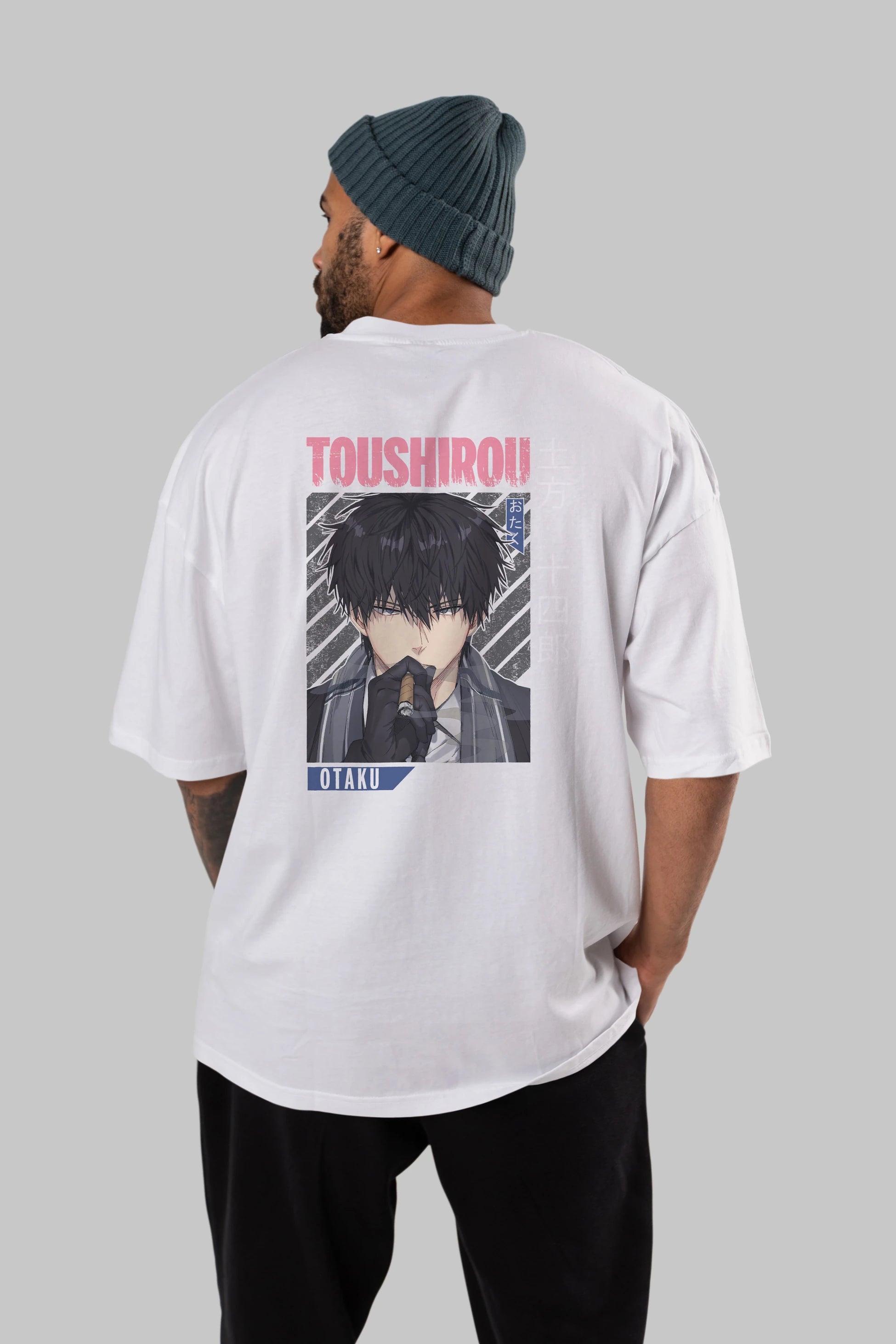 Toushirou Hijikata 2 Anime Arka Baskılı Oversize t-shirt Erkek Kadın Unisex