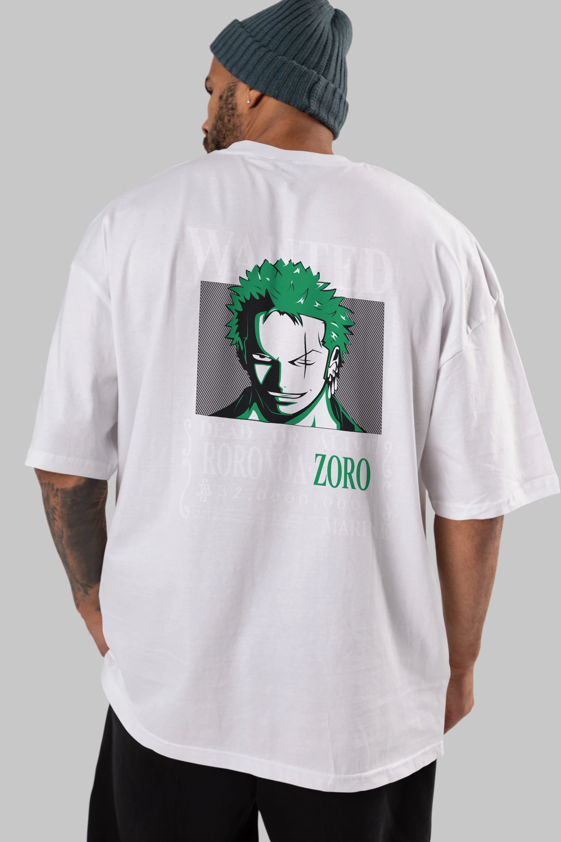 Roronoa Zoro Anime Arka Baskılı Oversize t-shirt Erkek Kadın Unisex %100 pamuk tişort