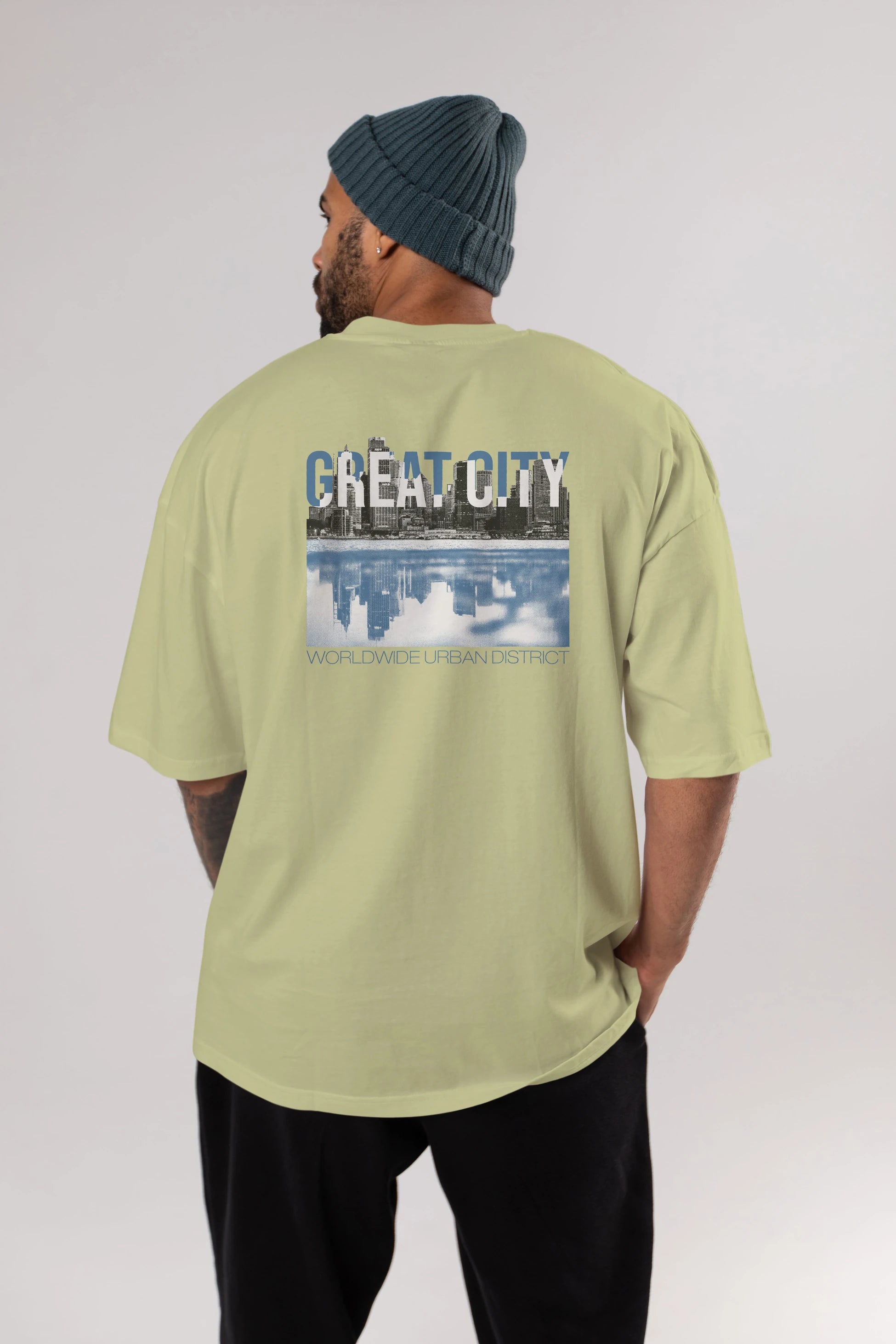 Great City Arka Baskılı Oversize t-shirt Erkek Kadın Unisex