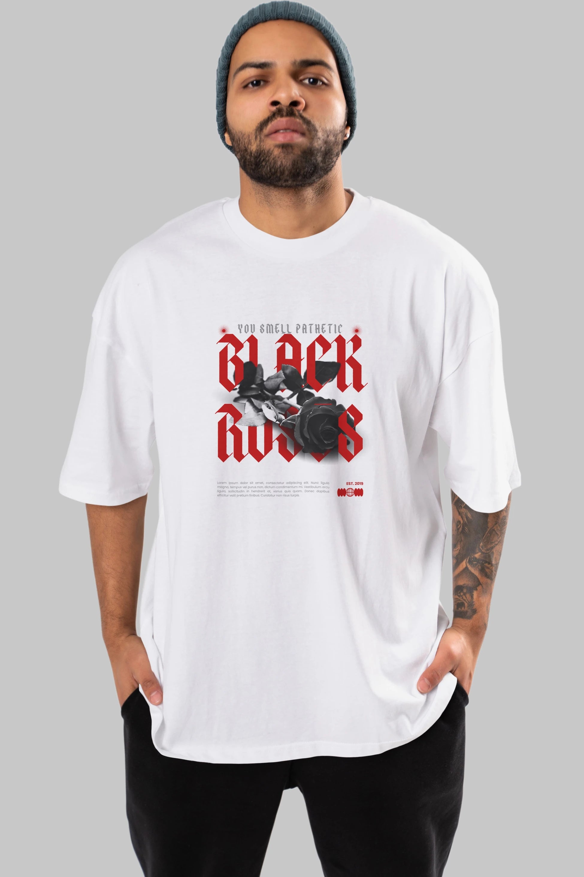 Black Roses Ön Baskılı Oversize t-shirt Erkek Kadın Unisex