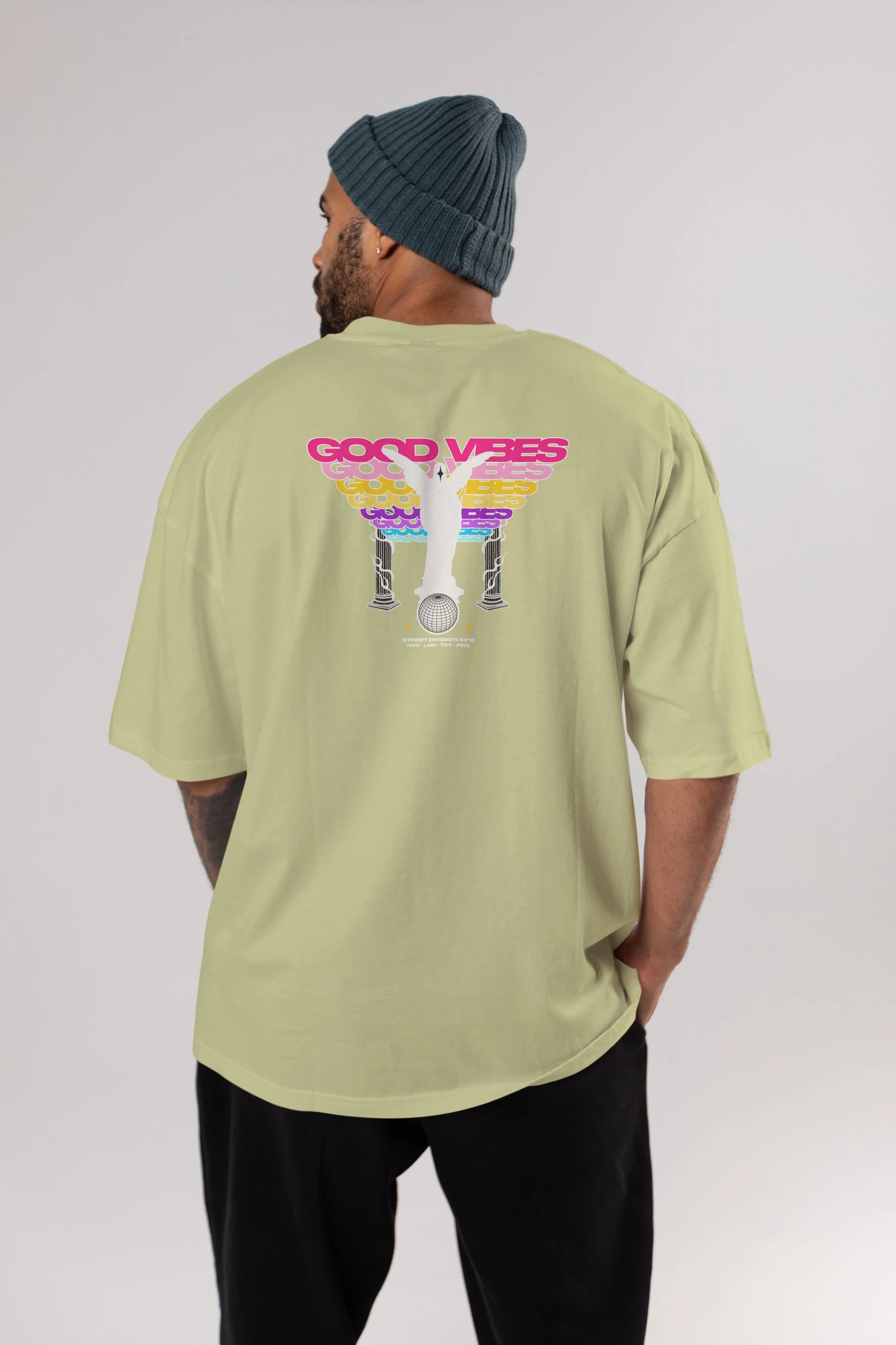 Good Vibes Arka Baskılı Oversize t-shirt Erkek Kadın Unisex