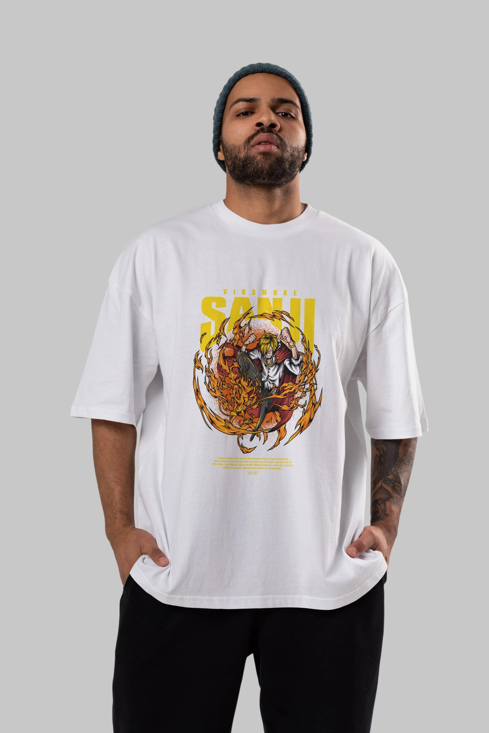 Vinsmoke Sanji Anime Ön Baskılı Oversize t-shirt %100 pamuk Erkek Kadın Unisex