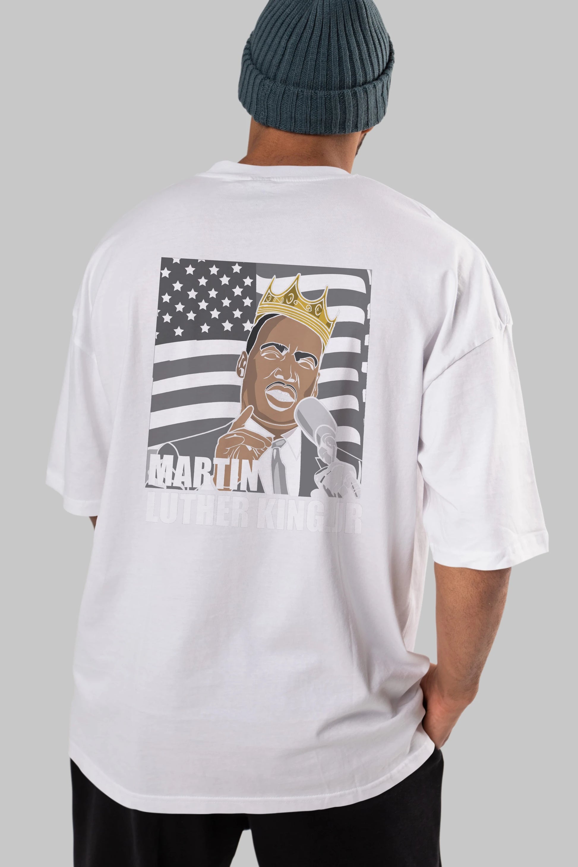 Luther King Arka Baskılı Oversize t-shirt Erkek Kadın Unisex %100 Pamuk tişort