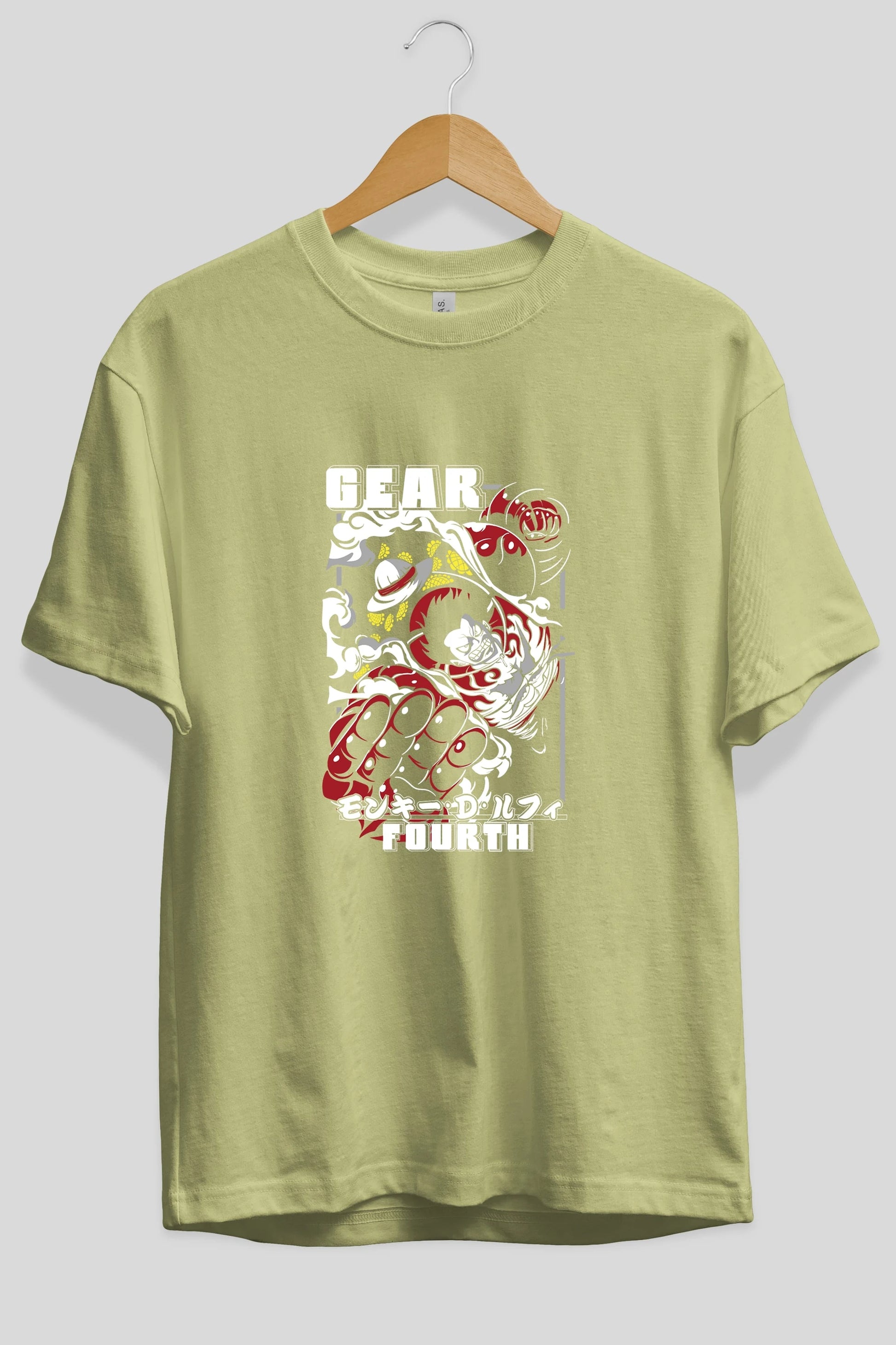 LUFFY gear fourth Anime Ön Baskılı Oversize t-shirt %100 pamuk Erkek Kadın Unisex