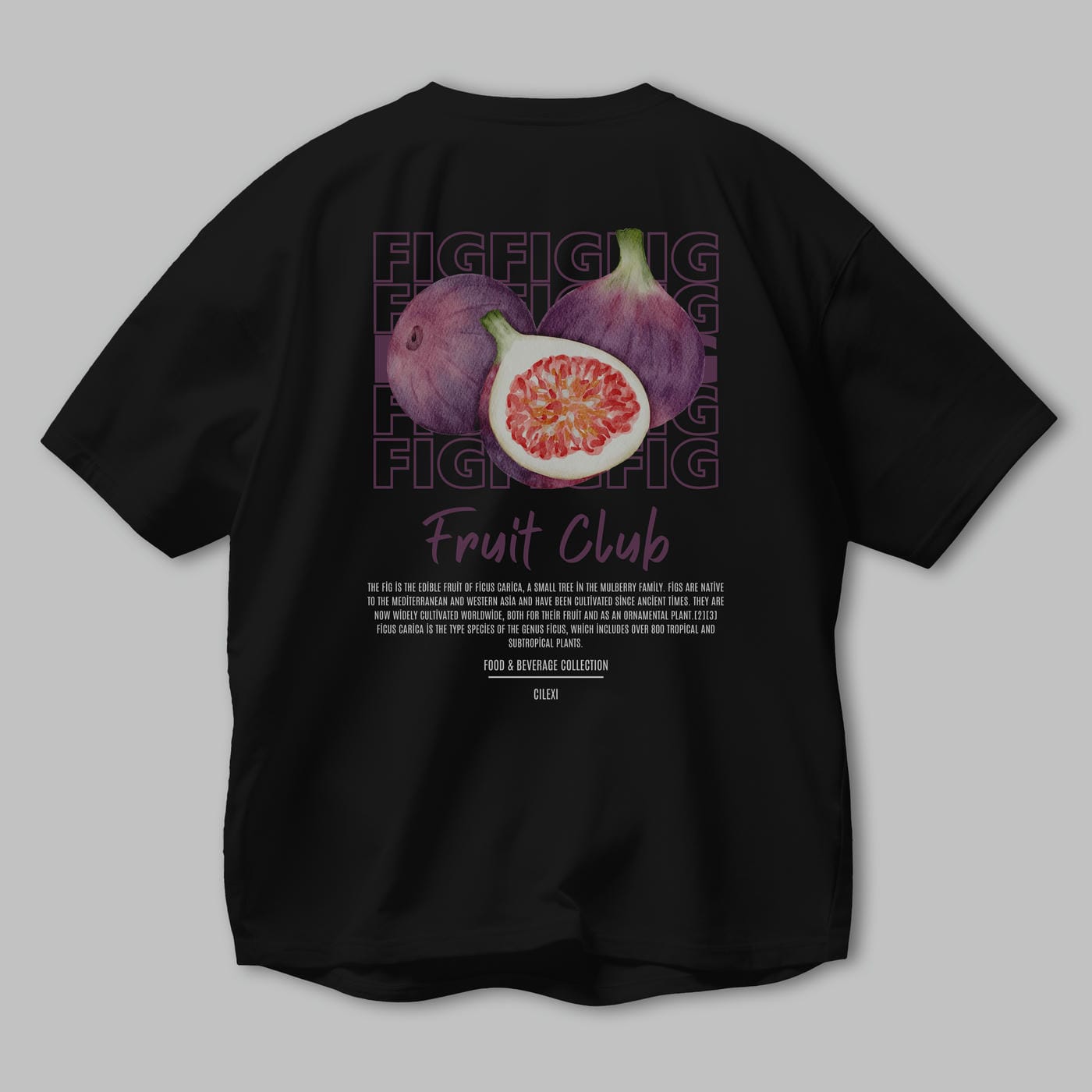 Fig Arka Baskılı Oversize t-shirt Erkek Kadın Pamuk Bisiklet Yaka tişort